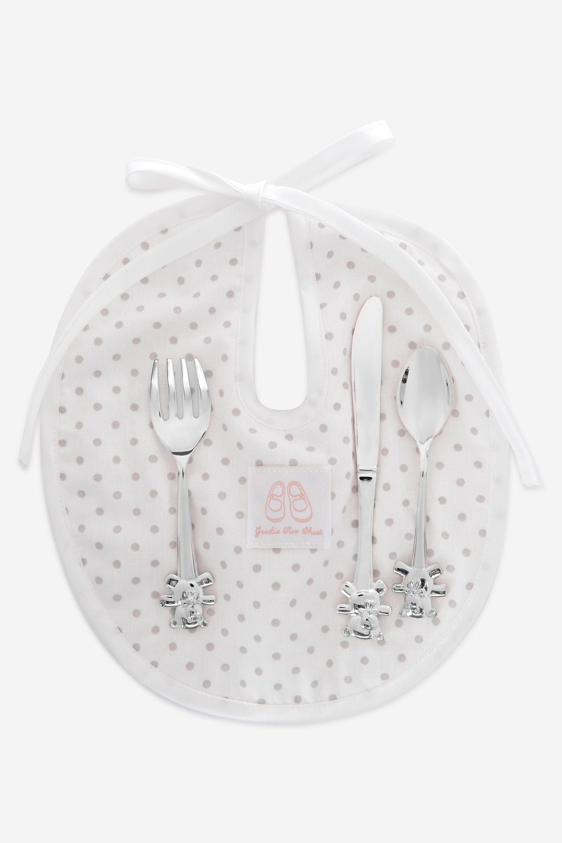 English Trousseau Baby Silver Plated Cutlery Set With Bib Supply Cheap Pice