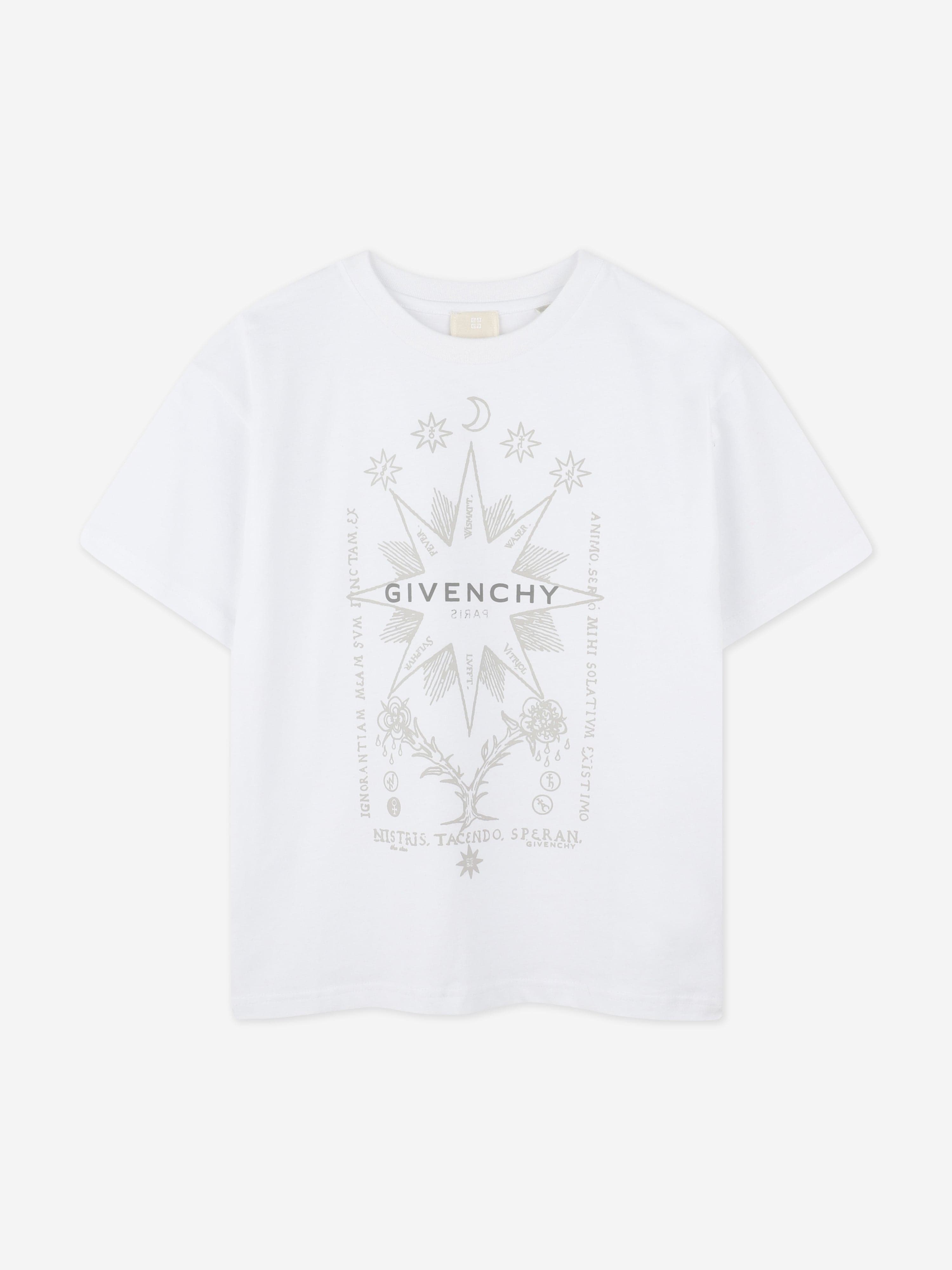 Boys Logo Print T-Shirt in White Cheapest Pice