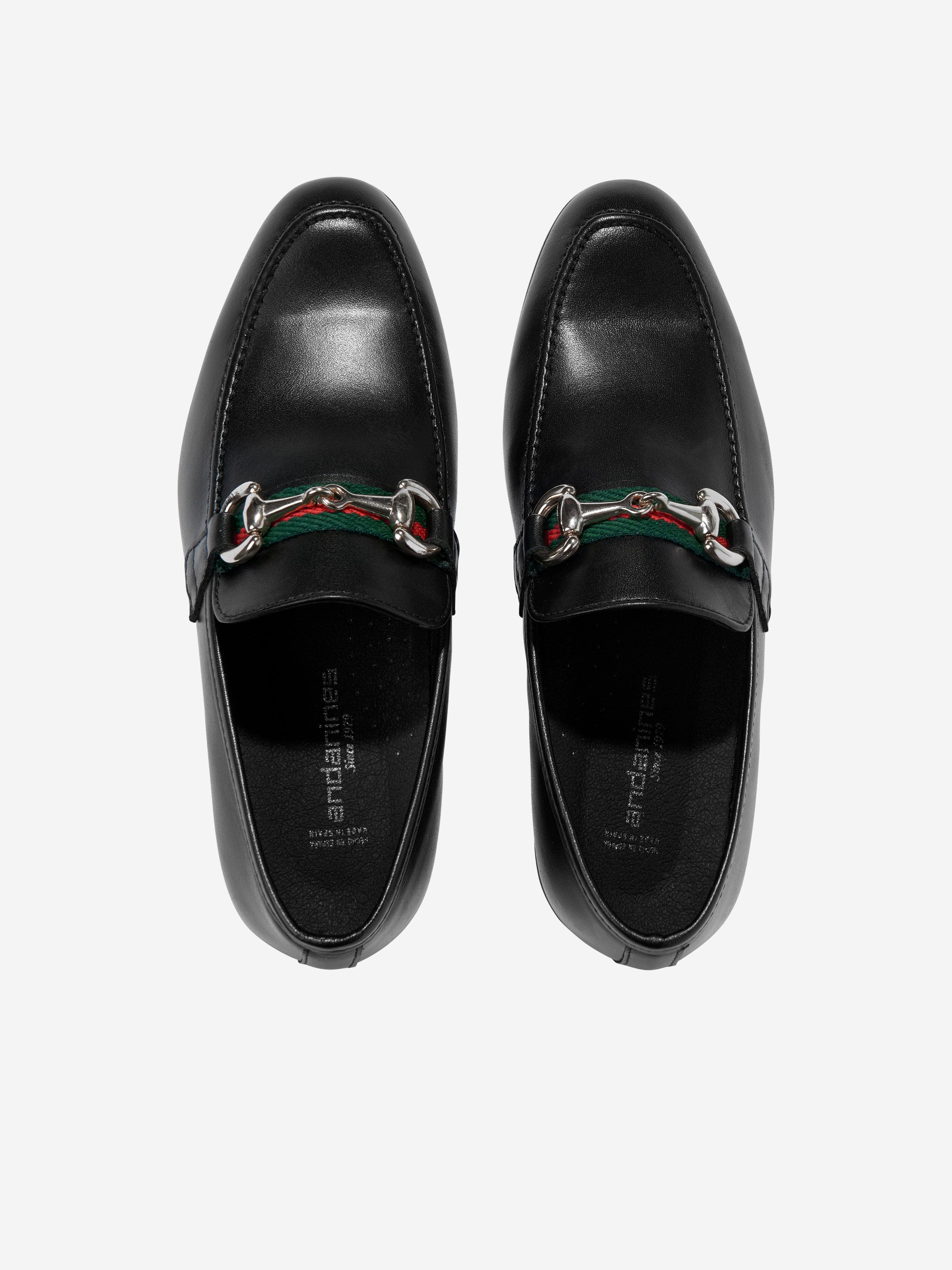 Andanines Boys Leather Loafers in Black Wholesale Pice