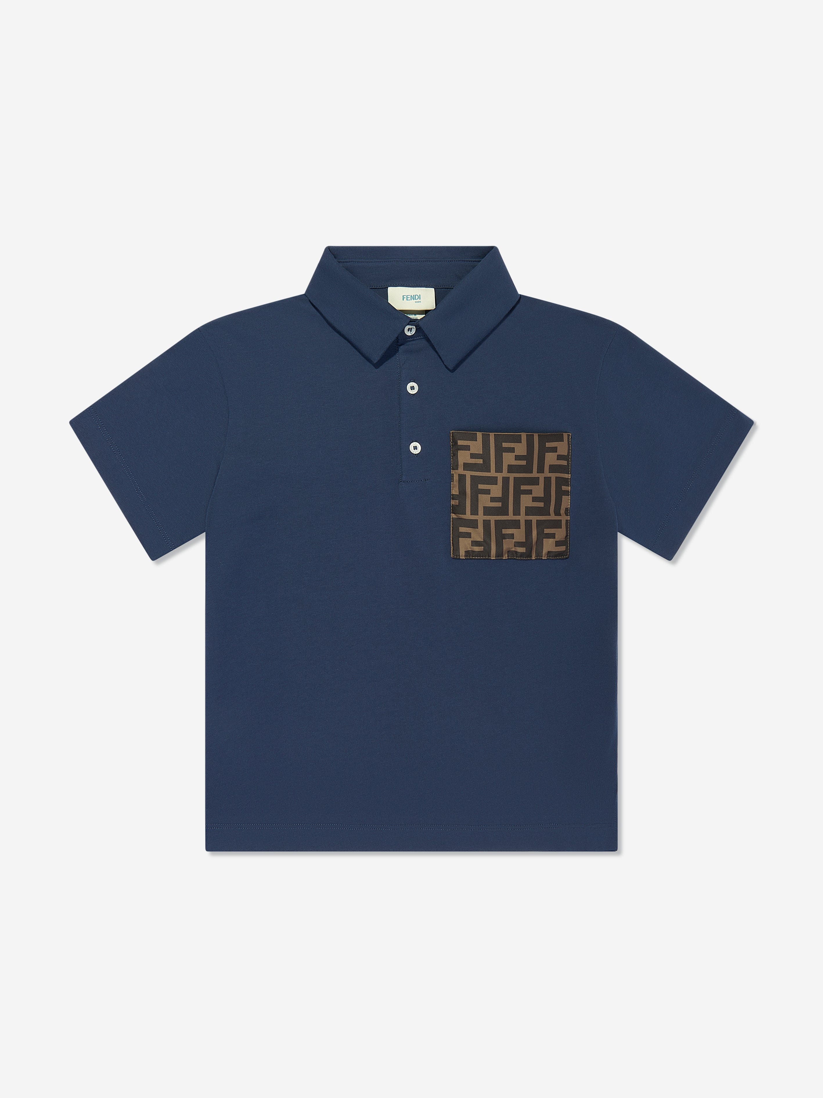 Fendi Boys FF Logo Polo Shirt In Navy Shop Sale Online