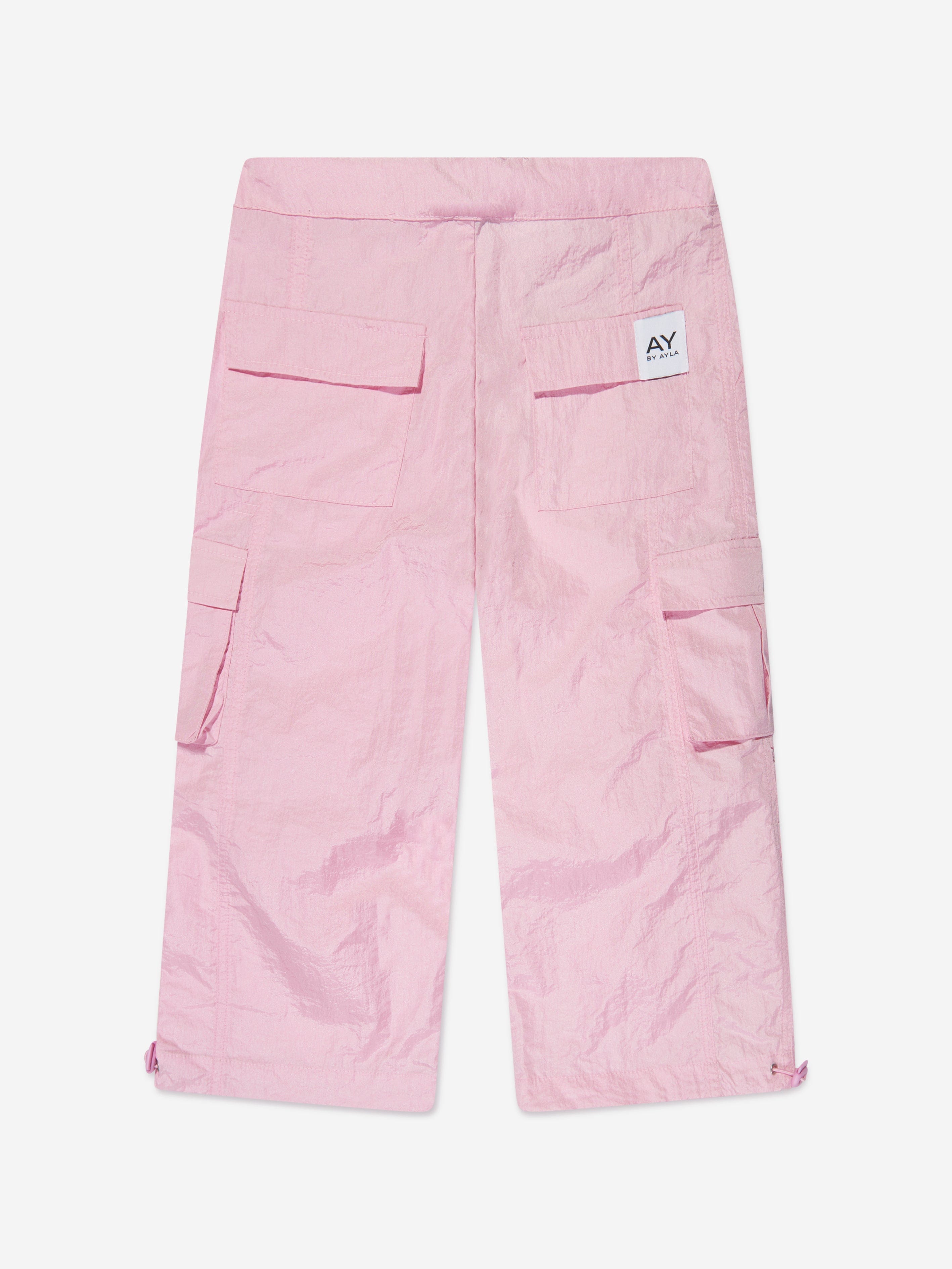 AY by AYLA Girls Nylon Cargo Trousers in Pink Excellent