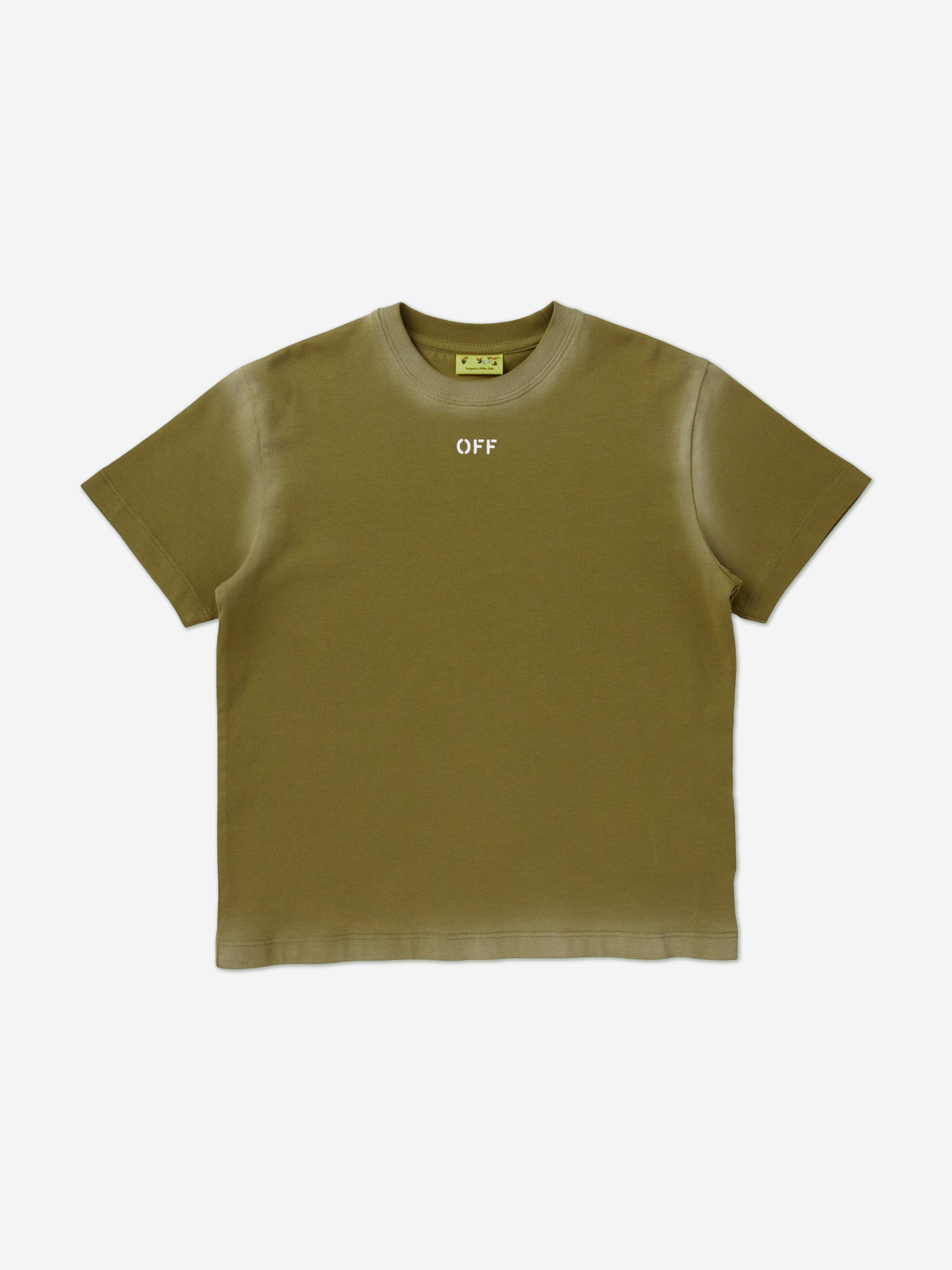 Off-White Boys Off Stamp T-Shirt in Green Nicekicks Cheap Pice