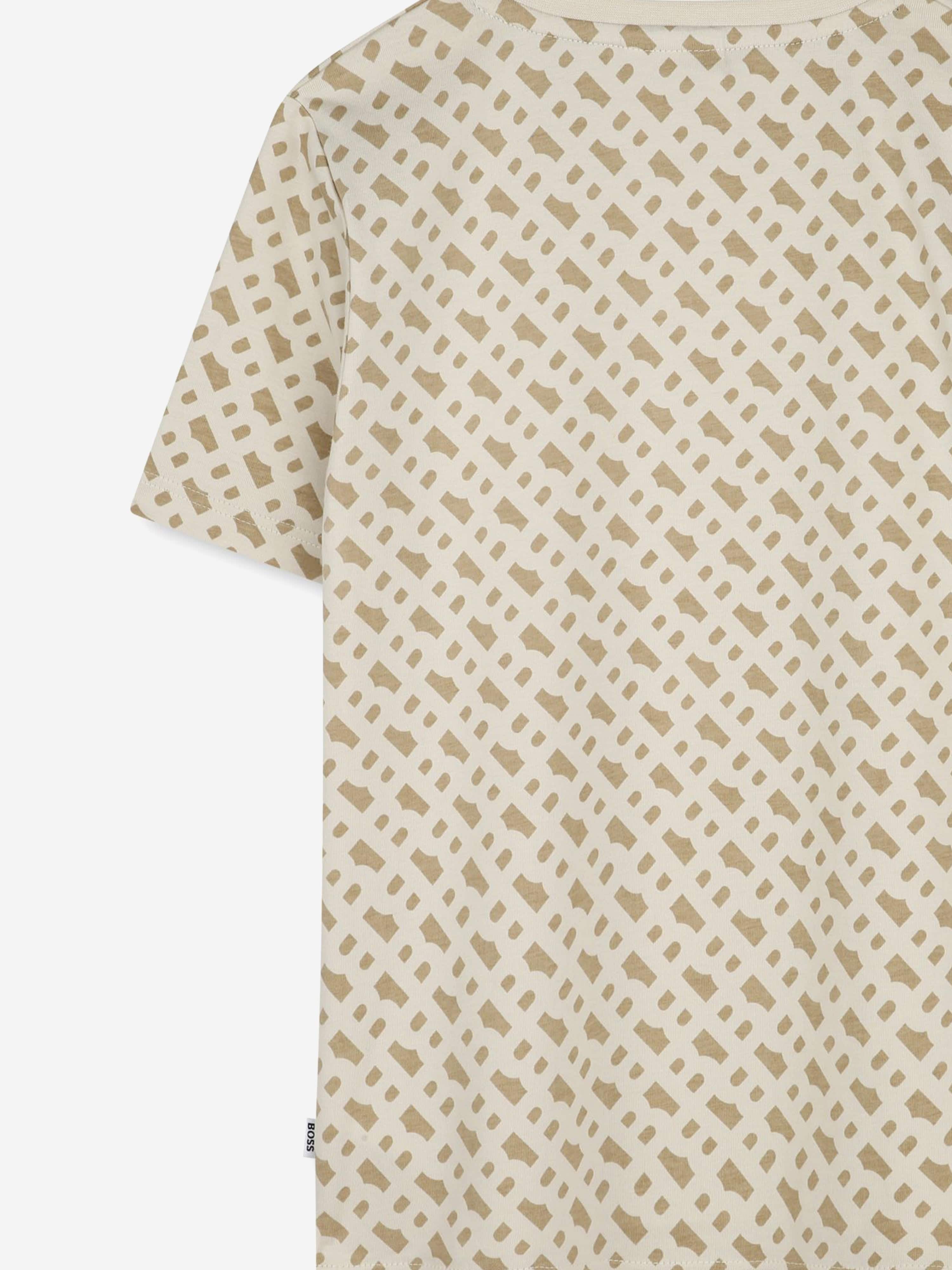 BOSS Boys Monogram Print T-Shirt in Beige Free Shipping Cheap Online