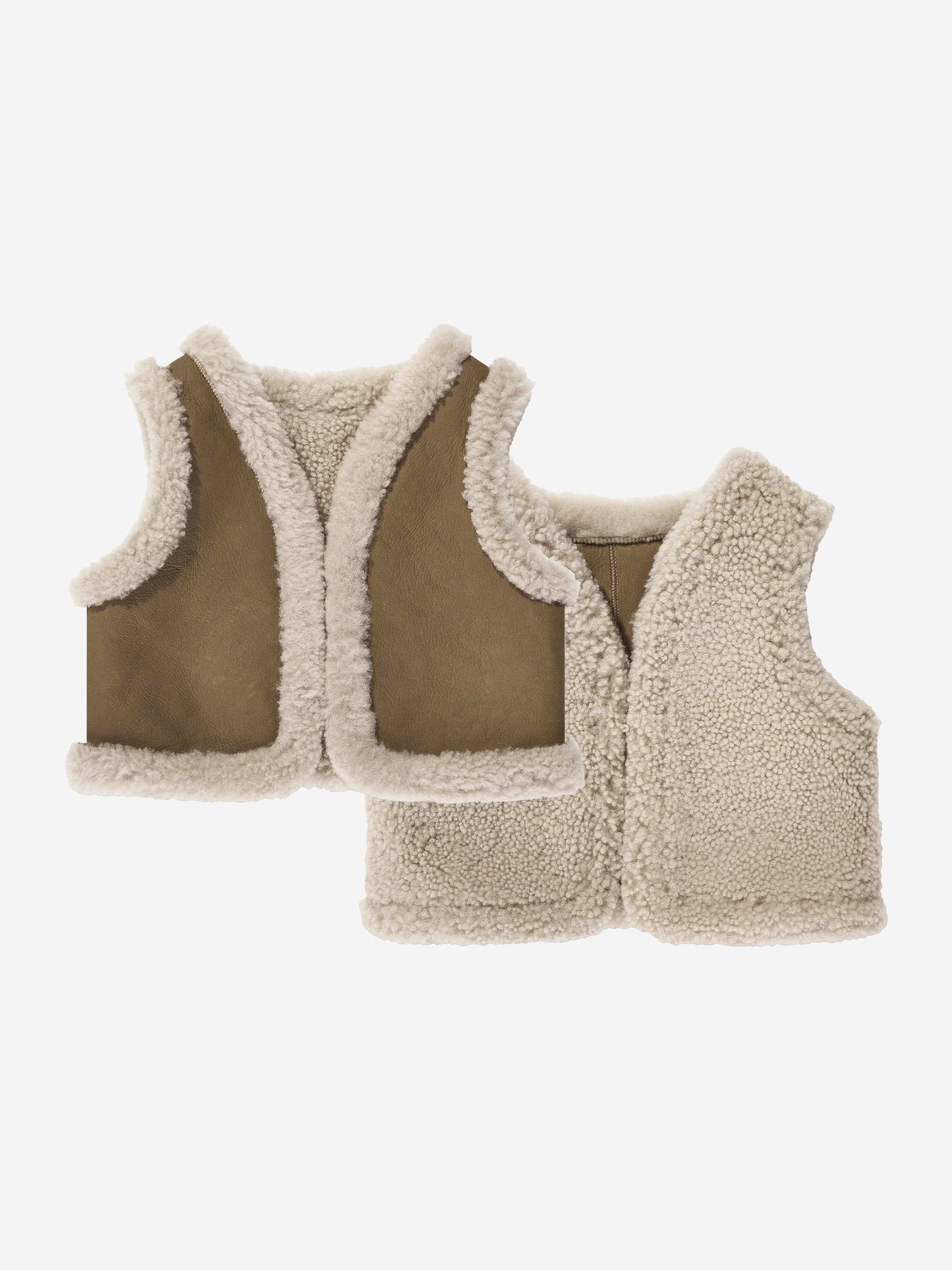 Bonpoint Baby Barra Faux Shearling Gilet in Brown High Quality Buy Online