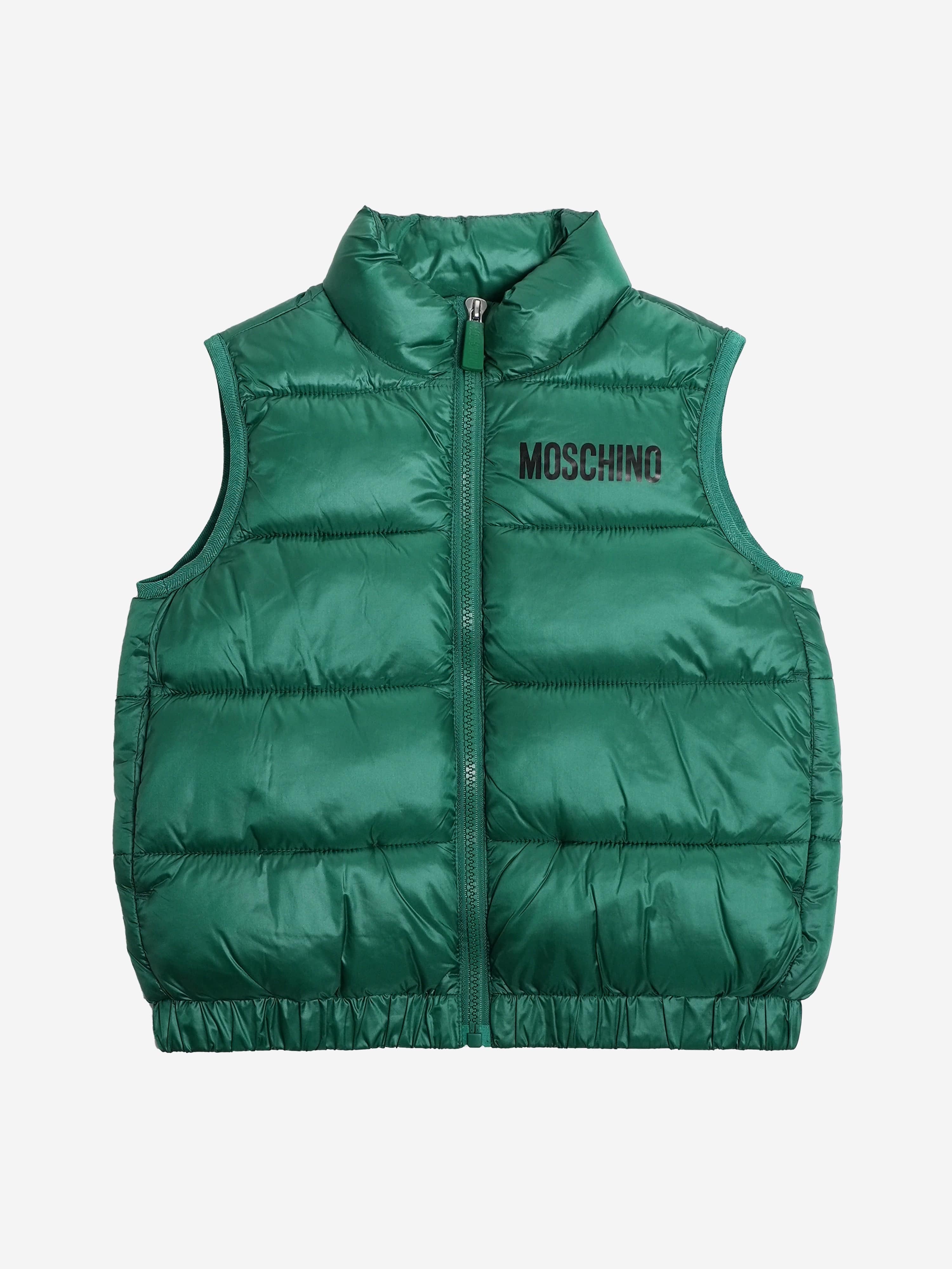 Moschino Kids Bear Logo Gilet in Green Inexpensive