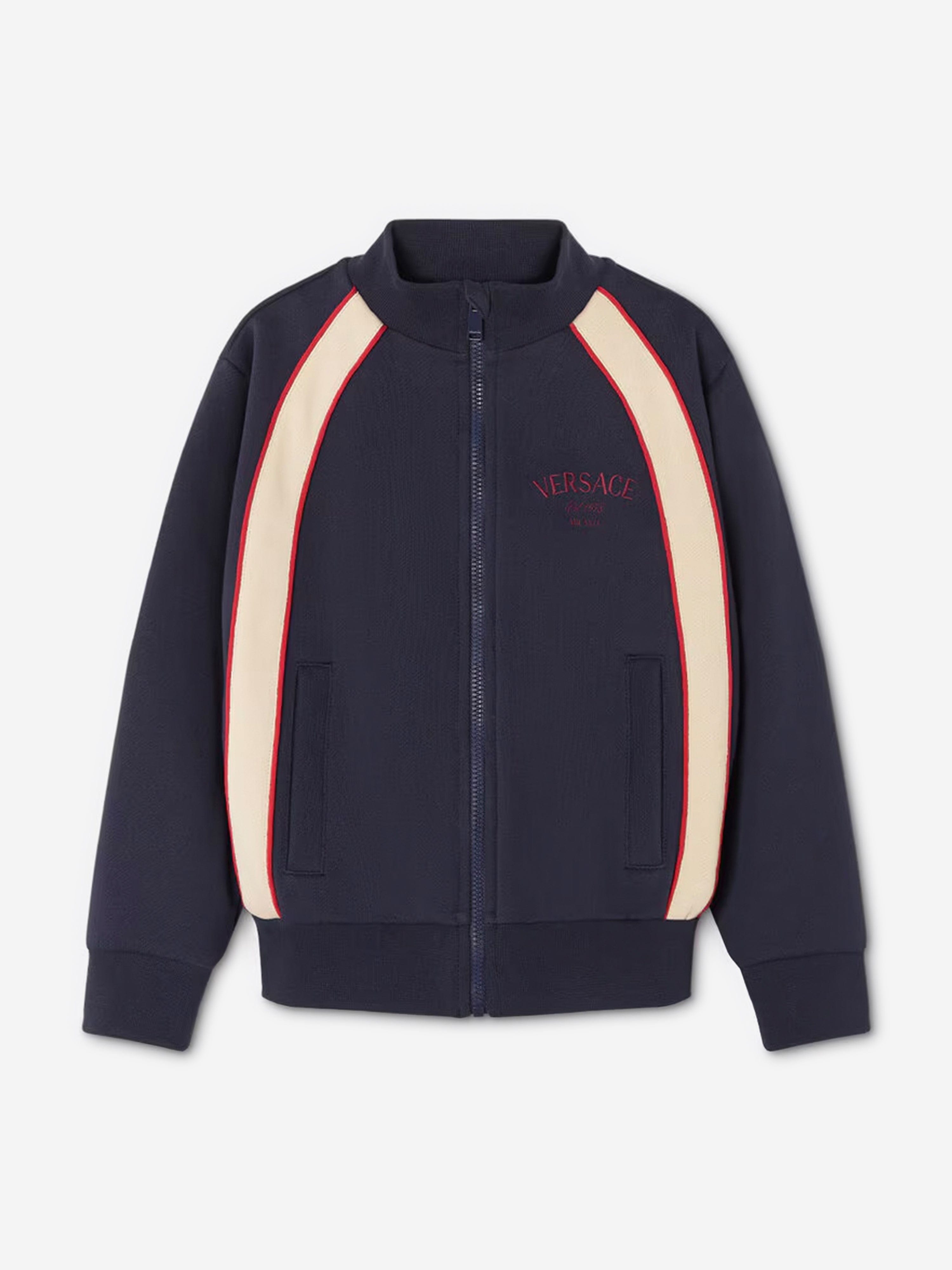 Versace Boys Logo Zip Up Top in Black Big Discount Online