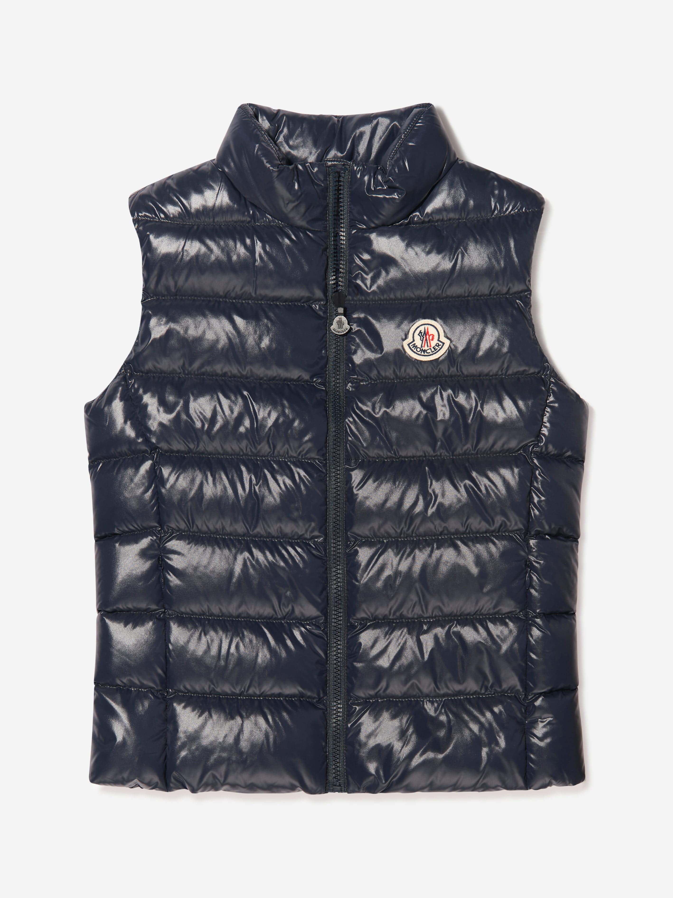 Moncler Enfant Girls Down Padded Ghany Gilet in Navy Finishline For Sale