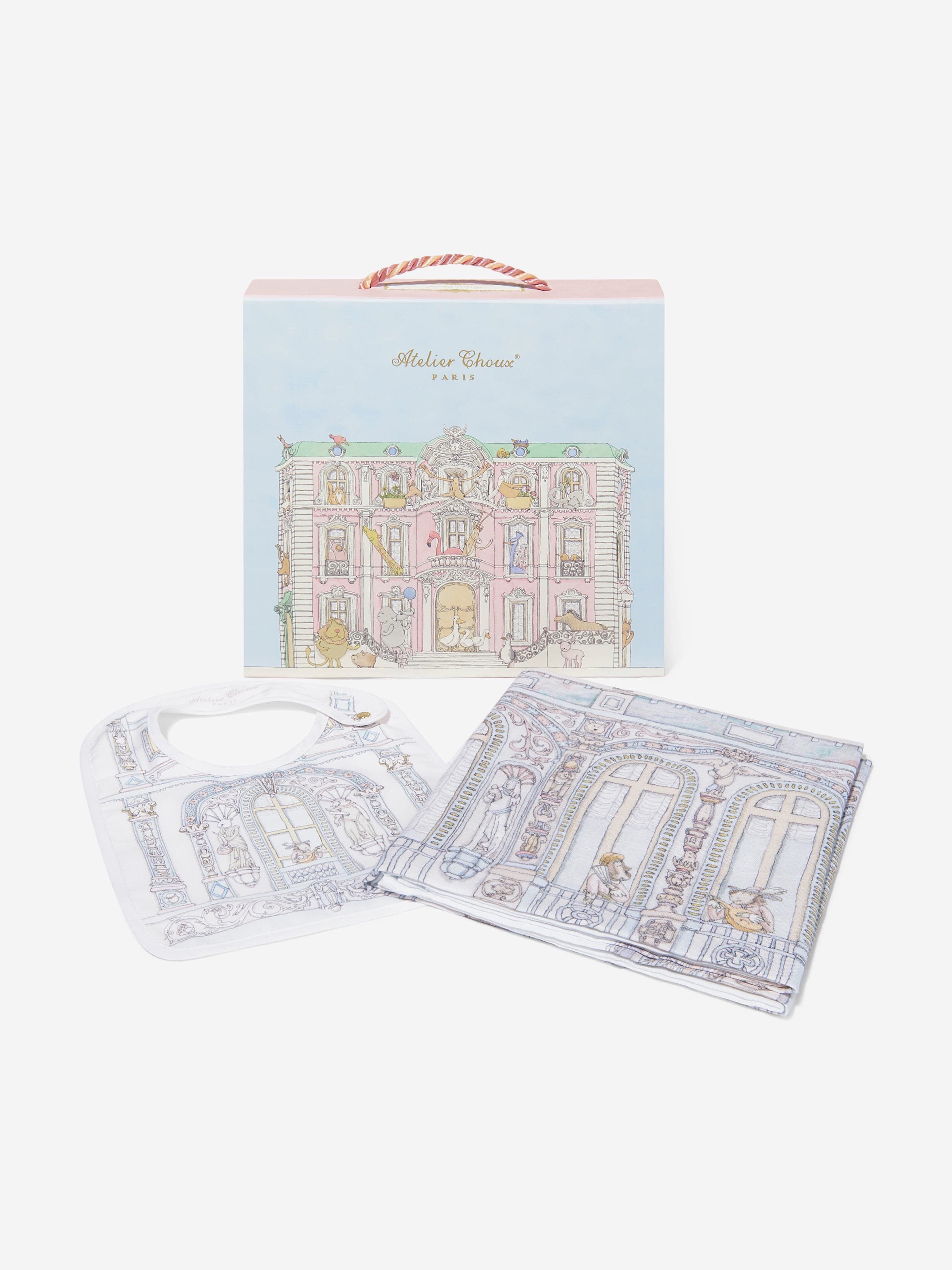 Atelier Choux Baby Chteau Choux Carr¨¦ and Satin Bibs Set in Multicolour Cheap Sale Finishline