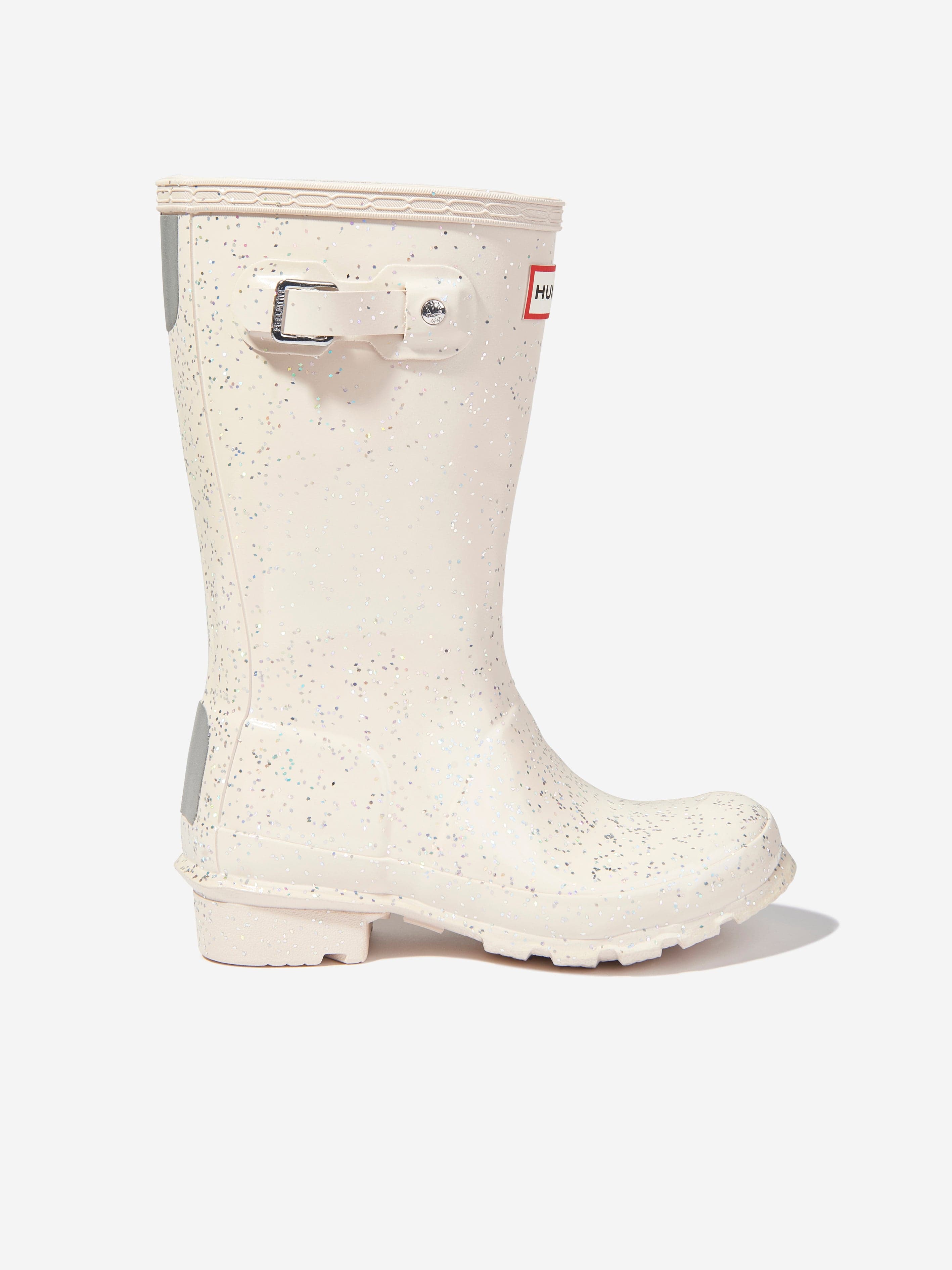 Hunter Kids Original Giant Glitter Wellingon Boots in Ivory Quality Original