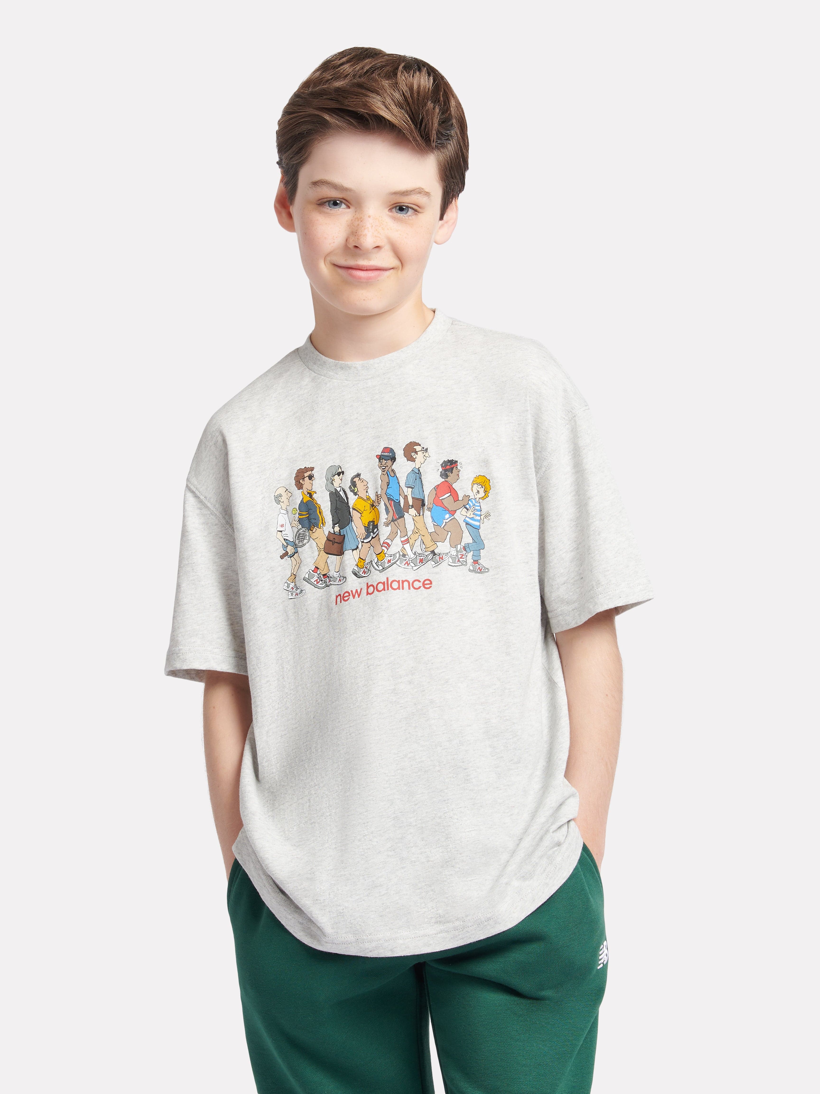 New Balance Boys NB Queue T-Shirt in Grey Sale Online Shop