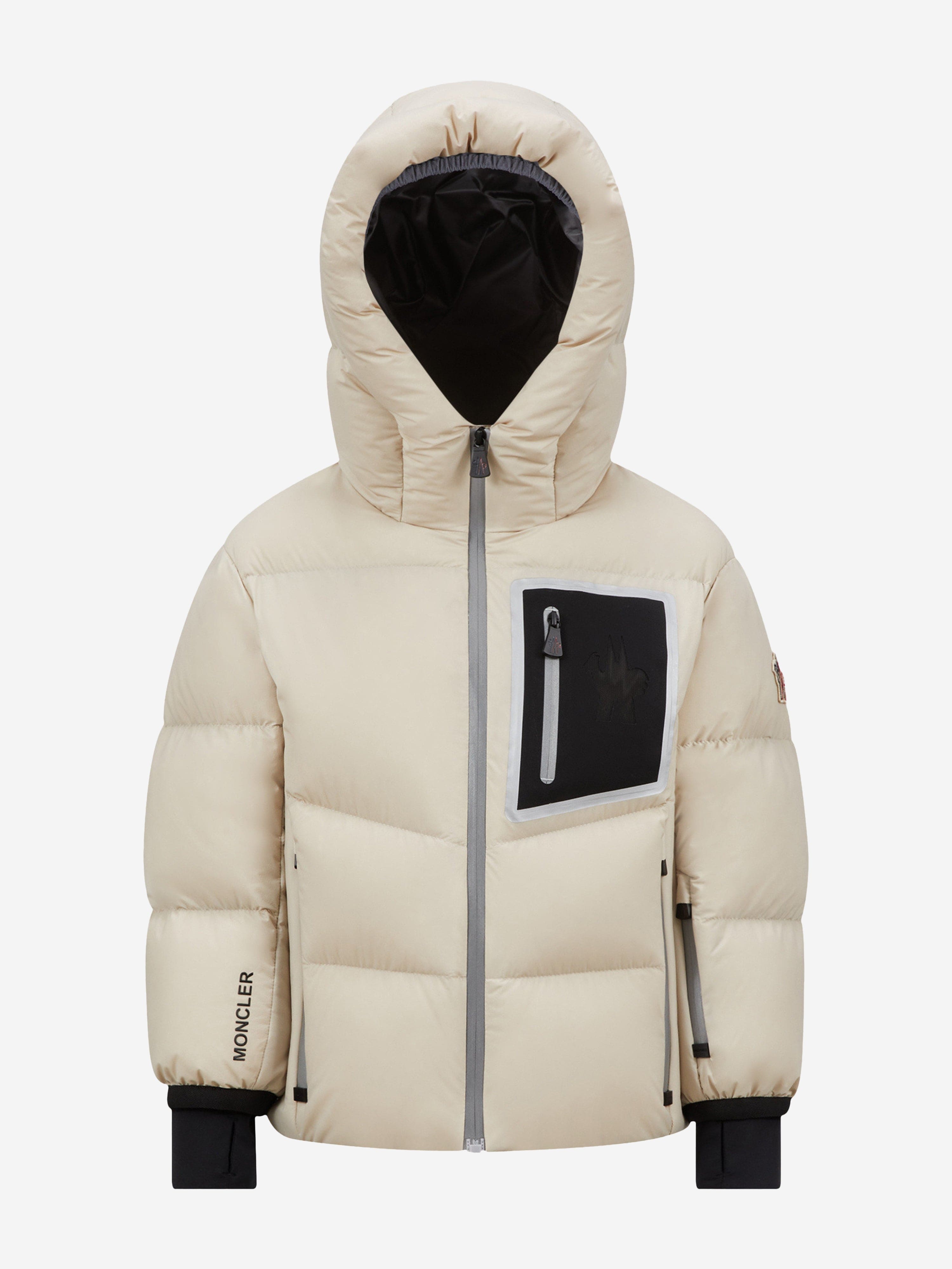 Moncler Enfant Boys Grenoble Down Padded Mandres Jacket in Beige 100% Authentic Cheap Online