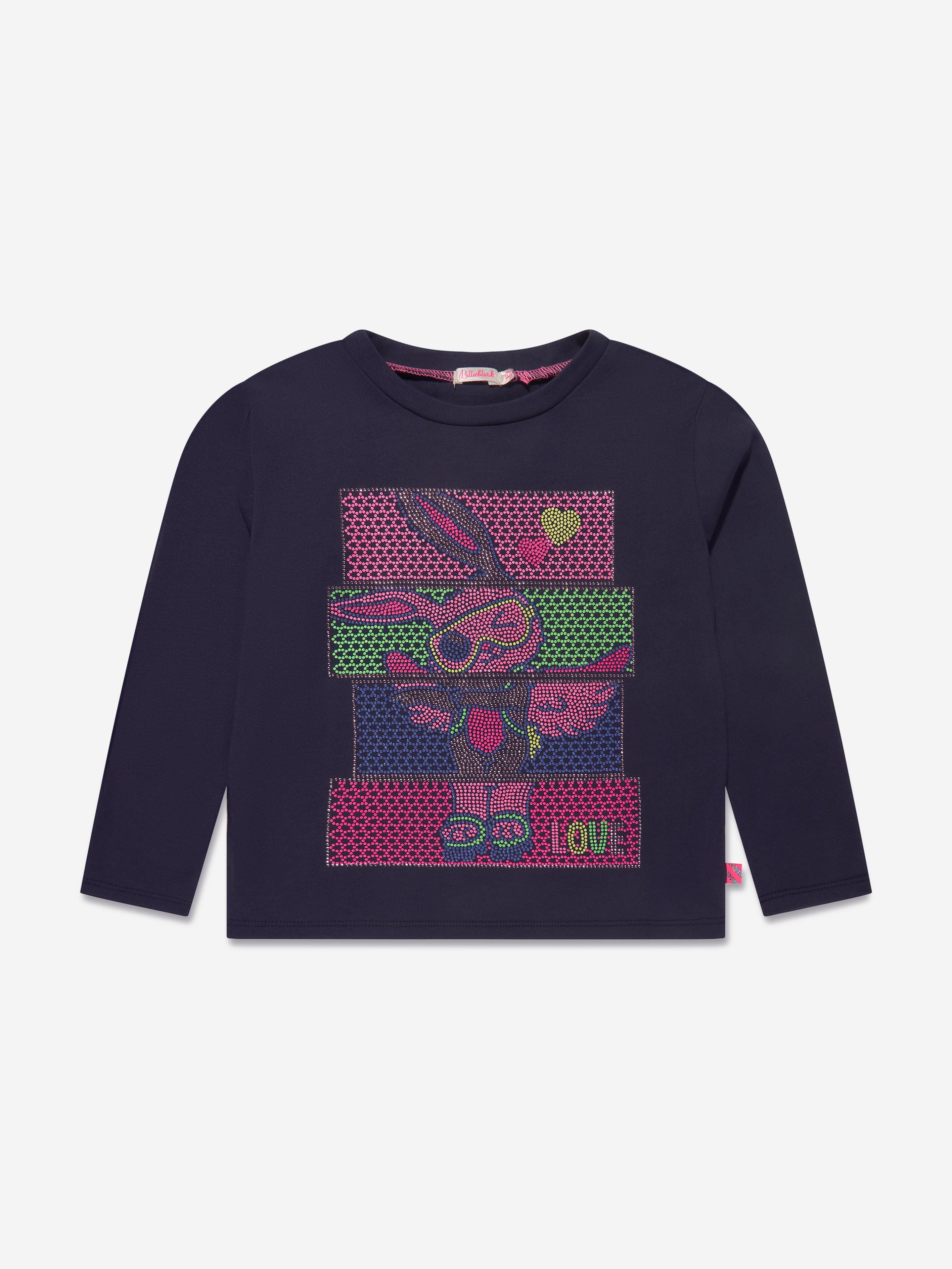 Billieblush Girls Long Sleeve T-Shirt in Navy Cheap Sale Geniue Stockist