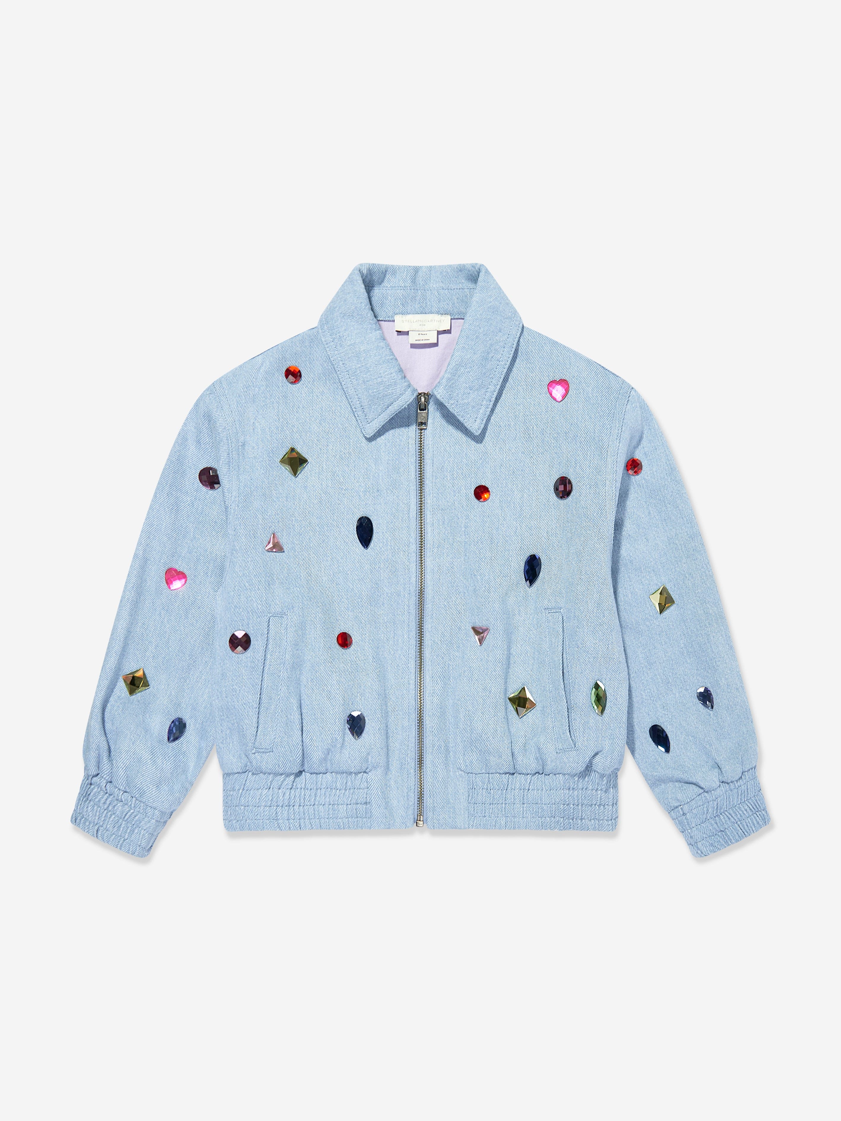 Girls Jewelled Zip Up Jacket in Blue Cheap High Quality