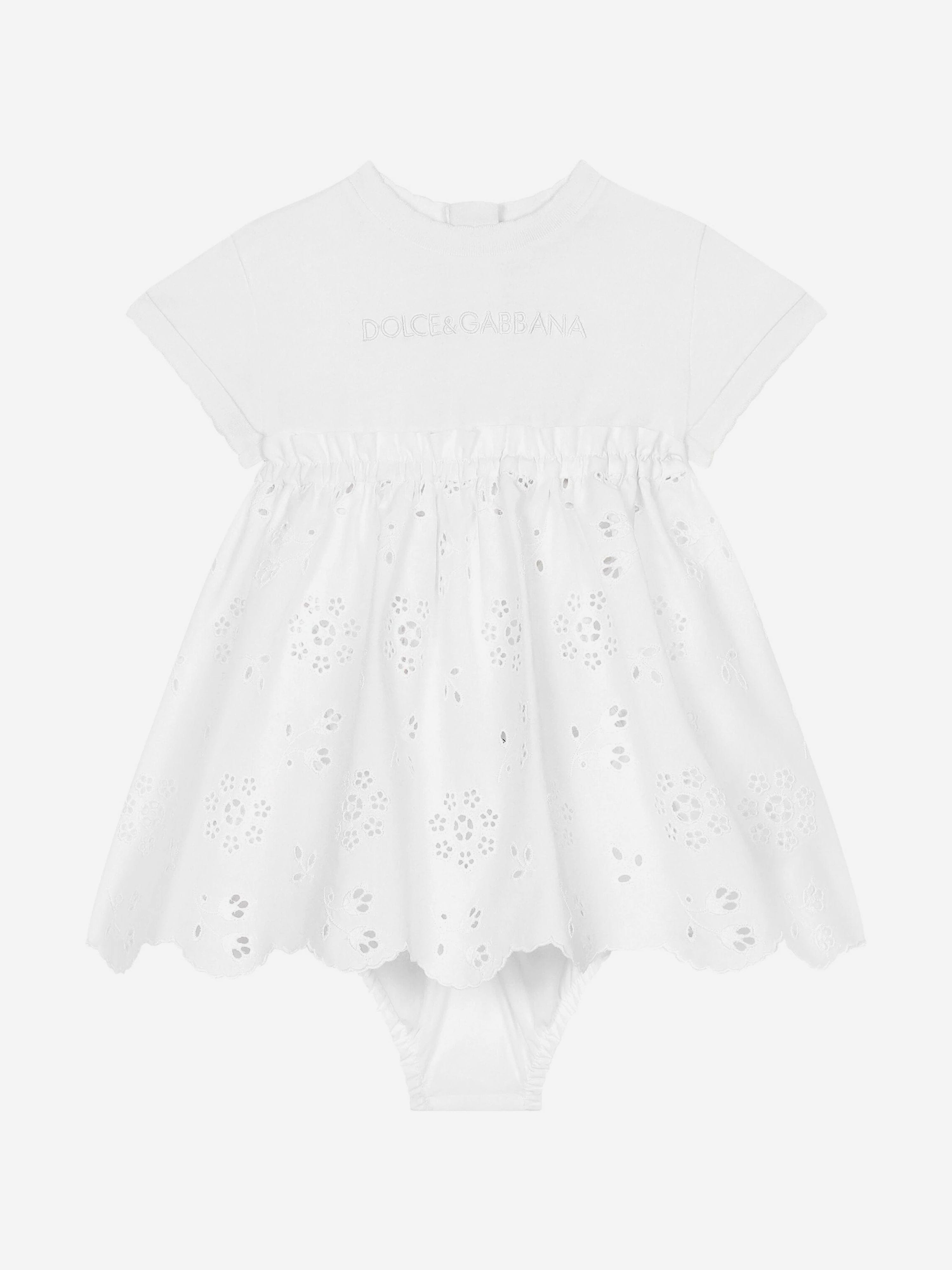 Dolce & Gabbana Baby Girls Embroidered Dress With Knickers in White Footlocker Pictures Sale Online