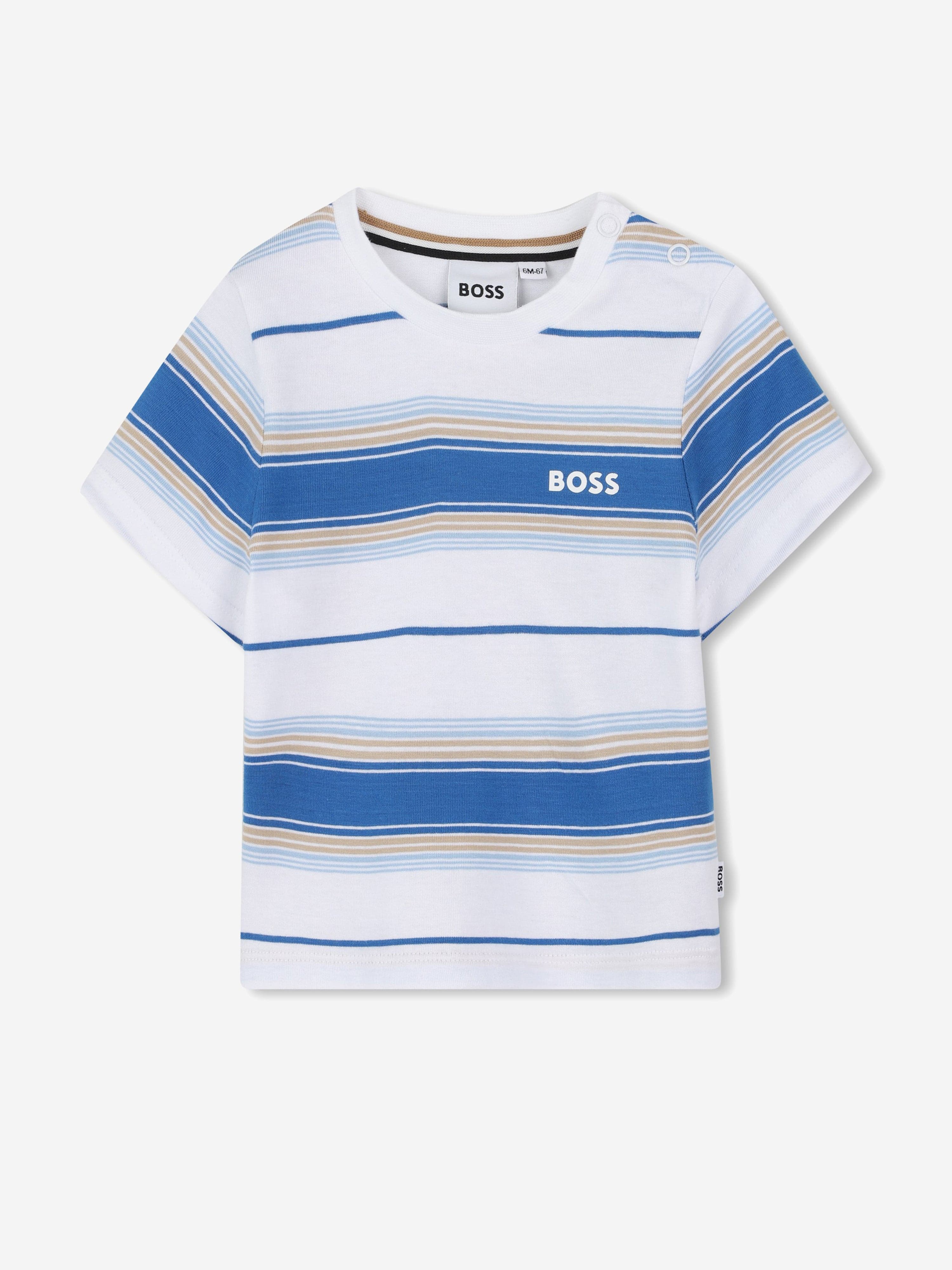 BOSS Baby Boys Striped Logo T-Shirt in Blue Discount Tumblr