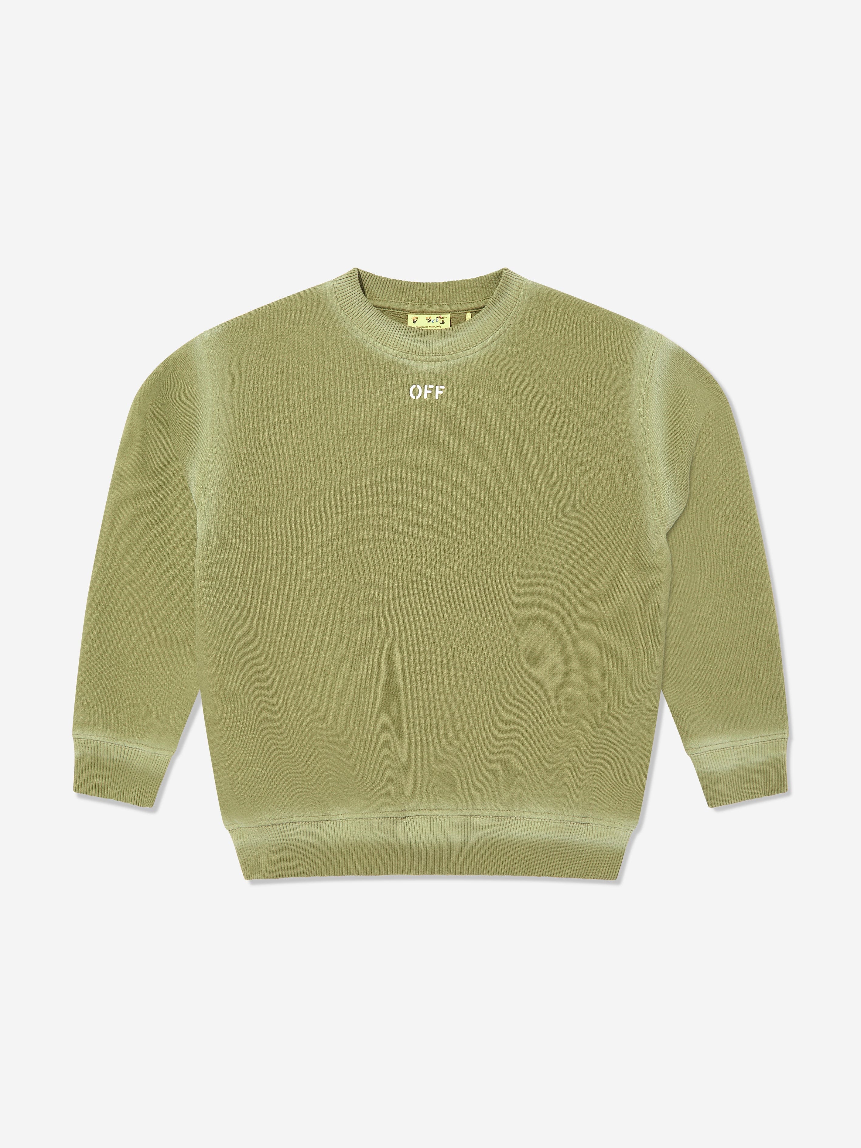 Boys Off Stamp Sweatshirt in Green Discount Fashion Style