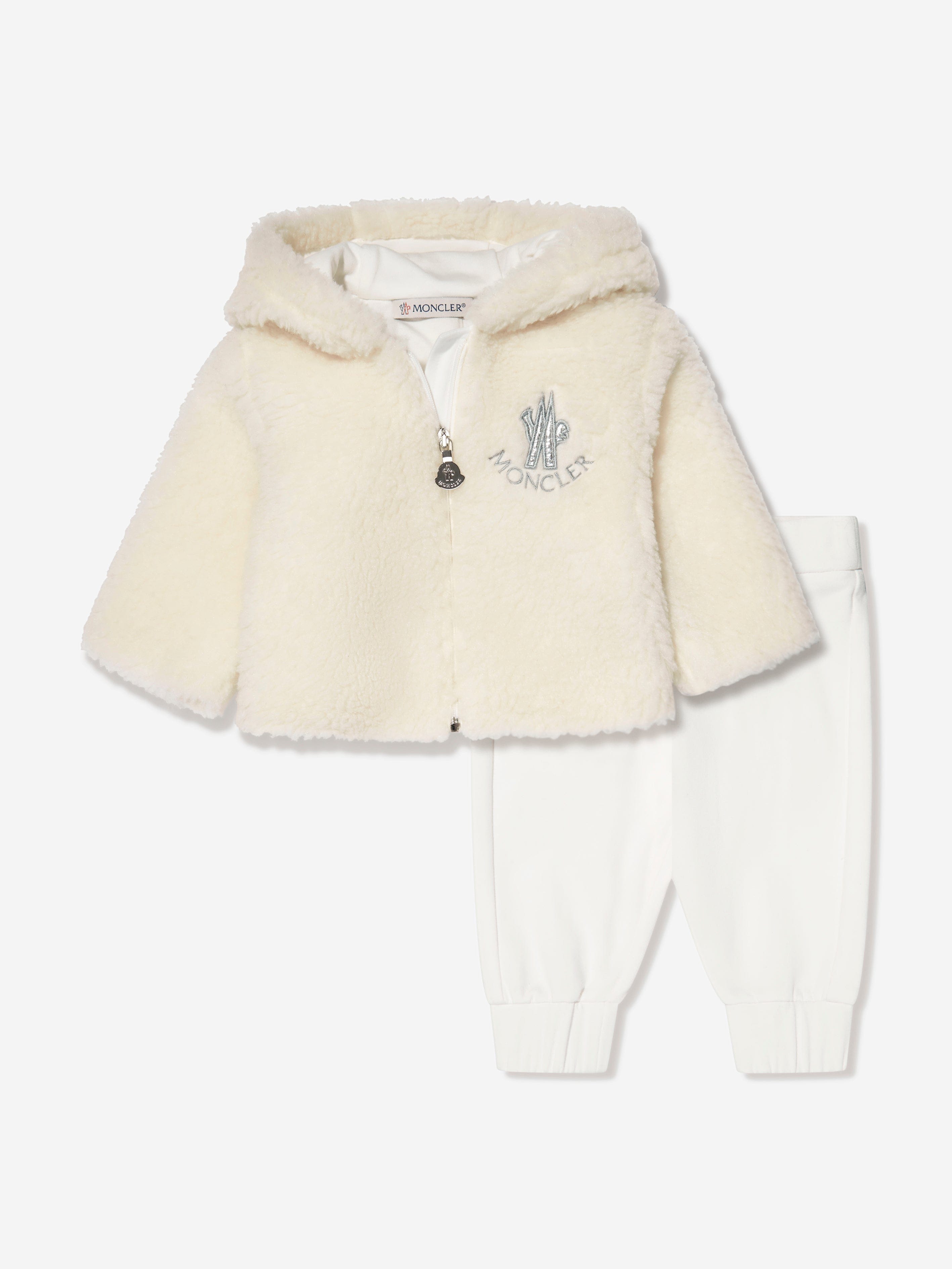Moncler Enfant Baby Faux Fur Zip Up And Pants Set in Ivory Buy Cheap Authentic
