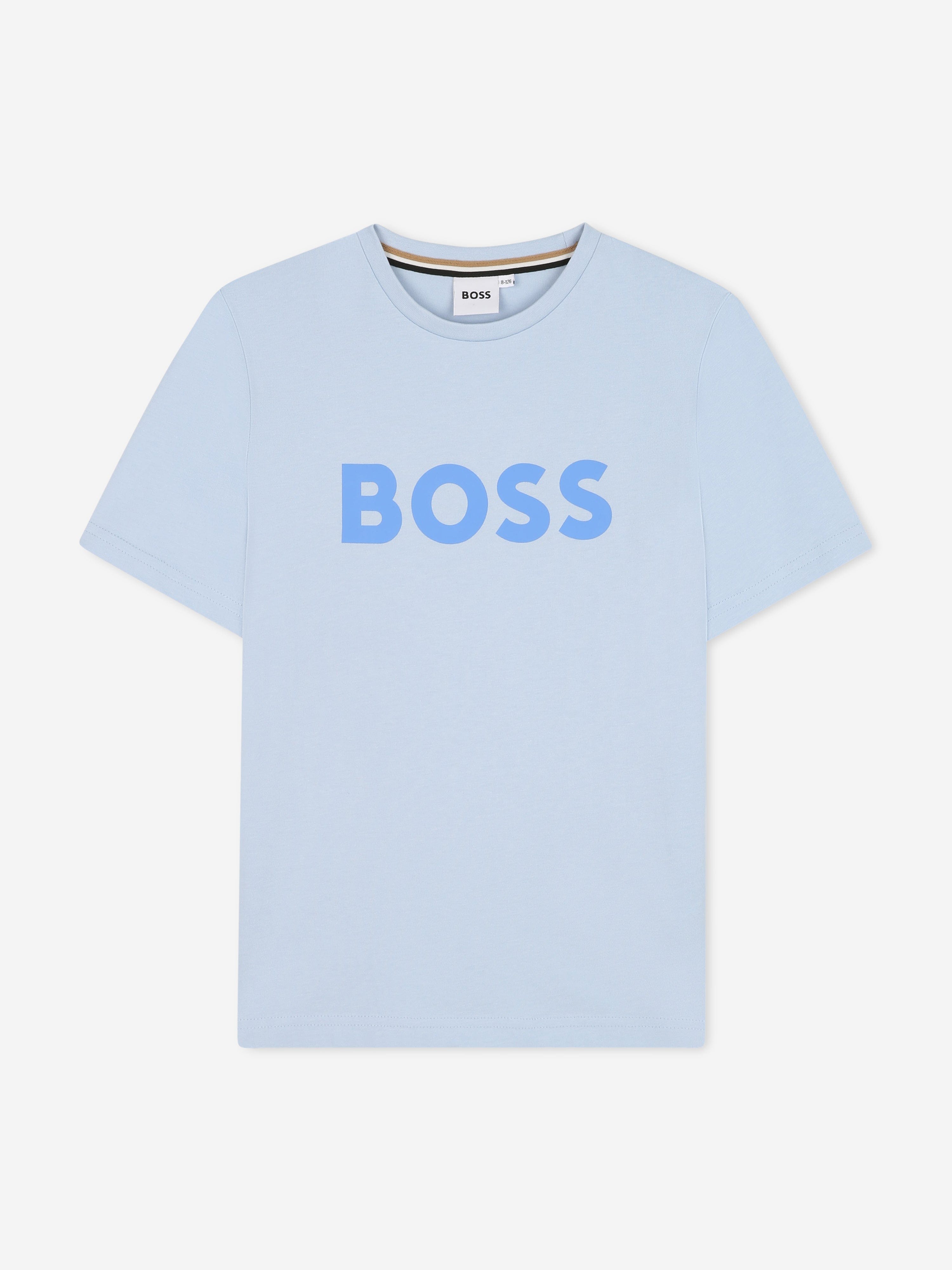 BOSS Boys Logo Print T-Shirt in Blue Looking For For Sale