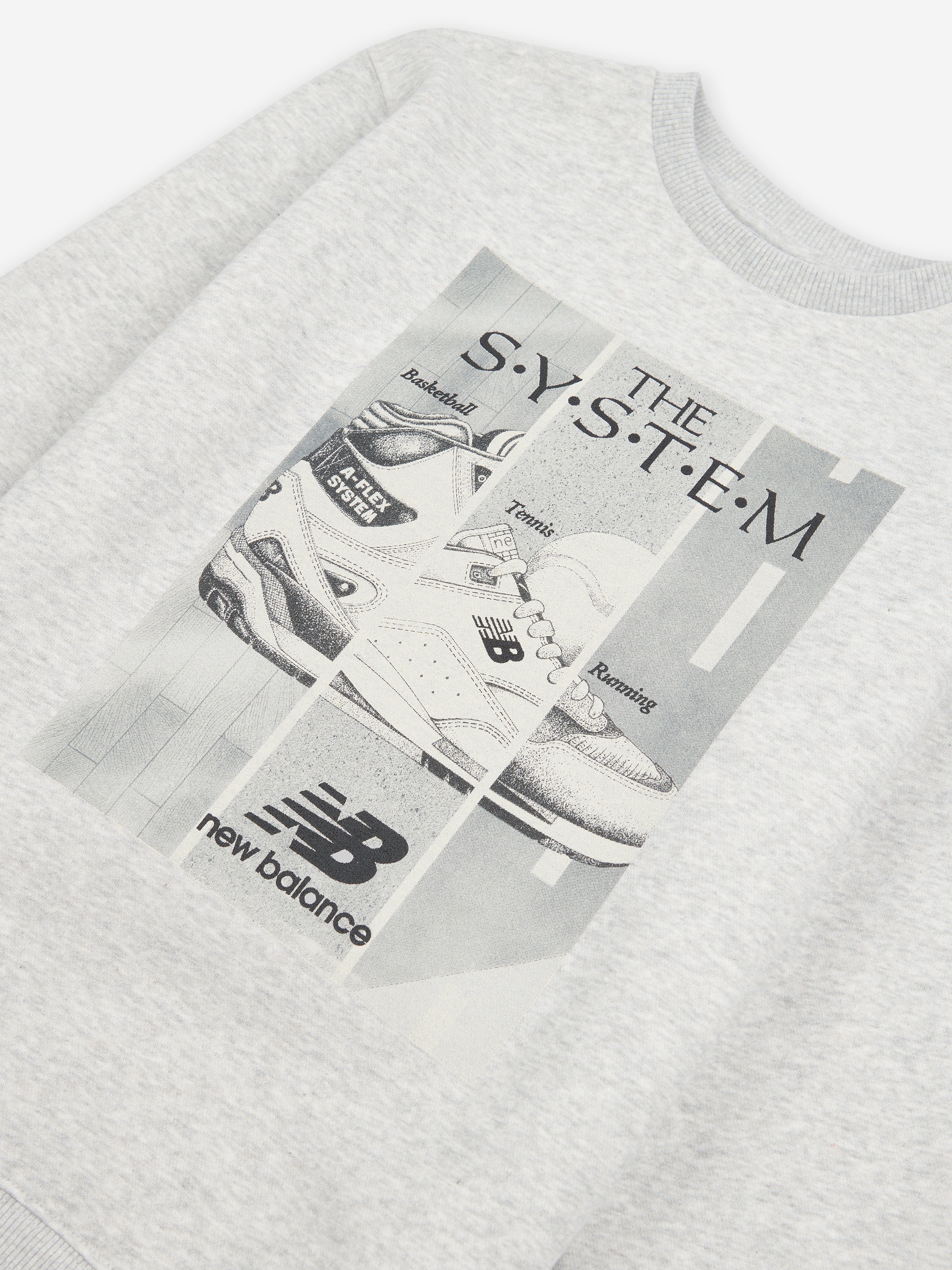 New Balance Boys The System Graphic T-Shirt in Grey Cheap Pirce