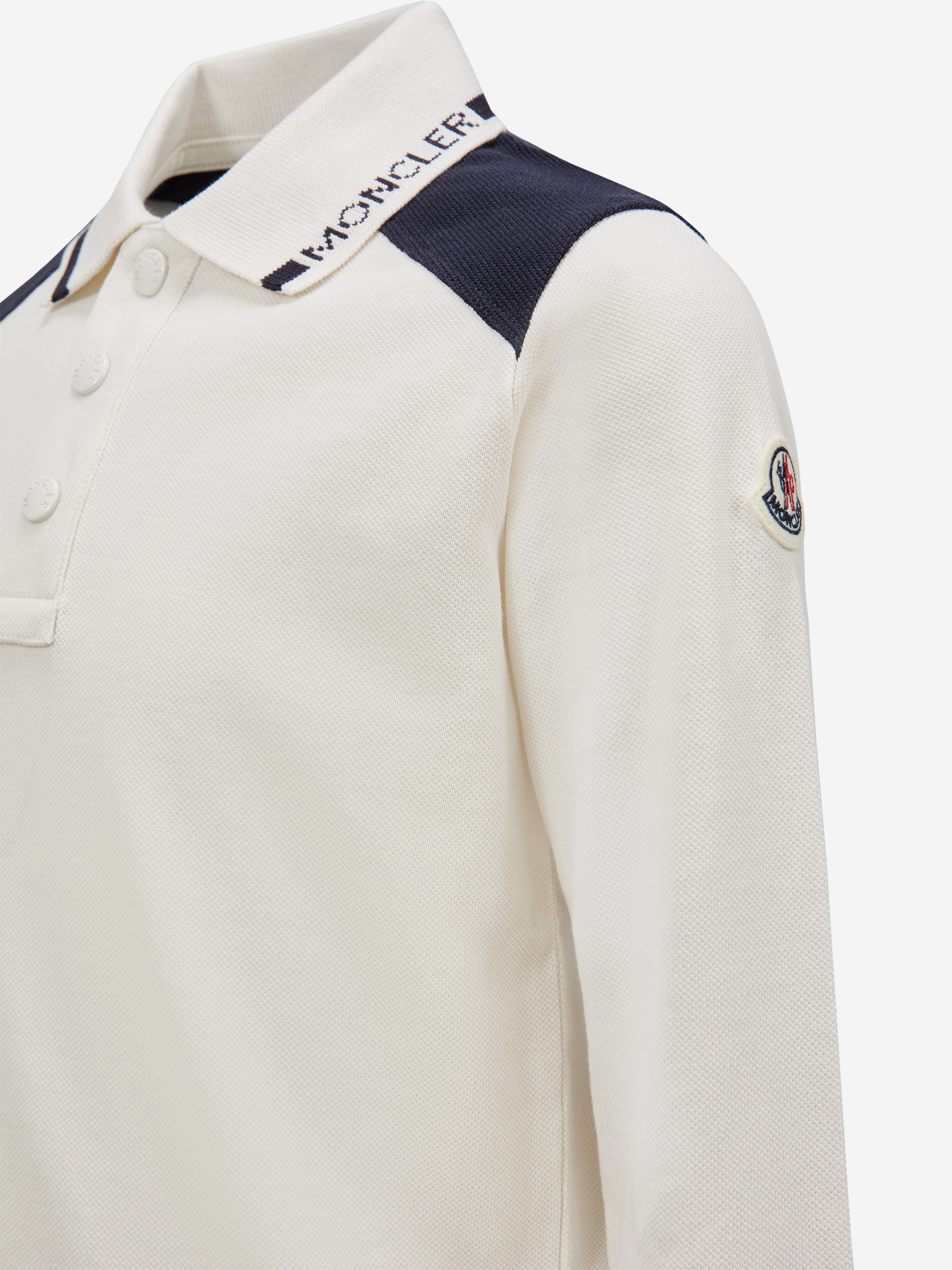 Moncler Enfant Boys Long Sleeve Polo Shirt in White Eastbay Cheap Online
