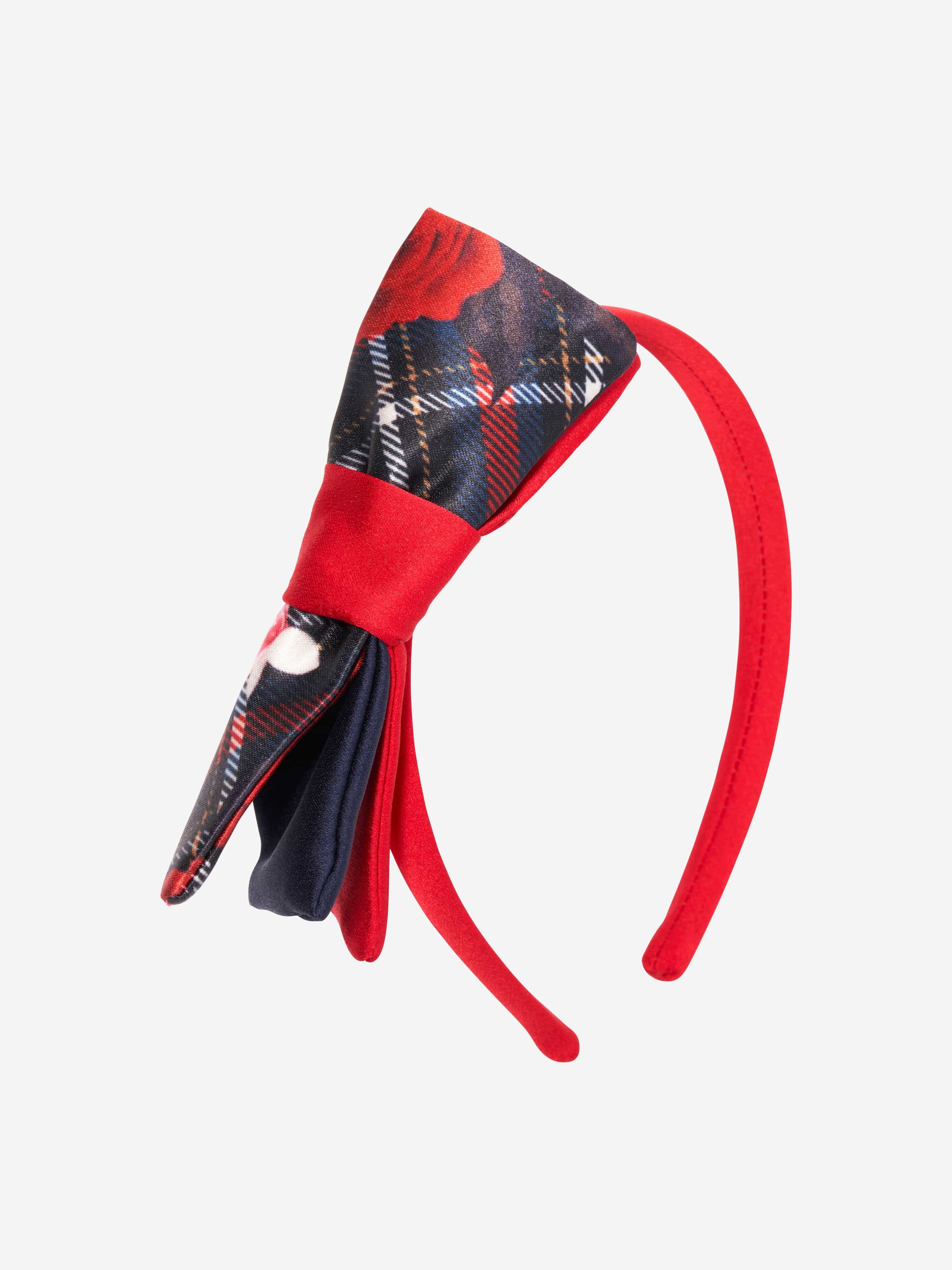 Patachou Girls Tartan Bow Headband in Red Order Cheap Online