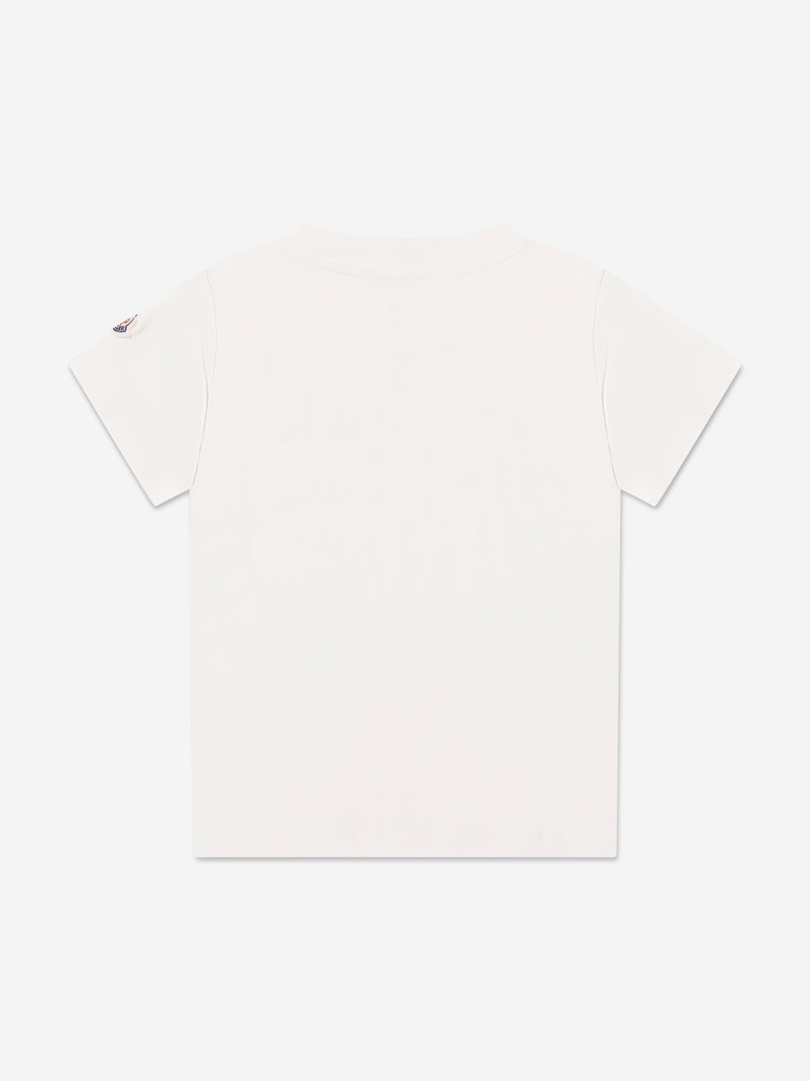 Moncler Enfant Boys Logo Print T-Shirt in Ivory Discount Low Pice