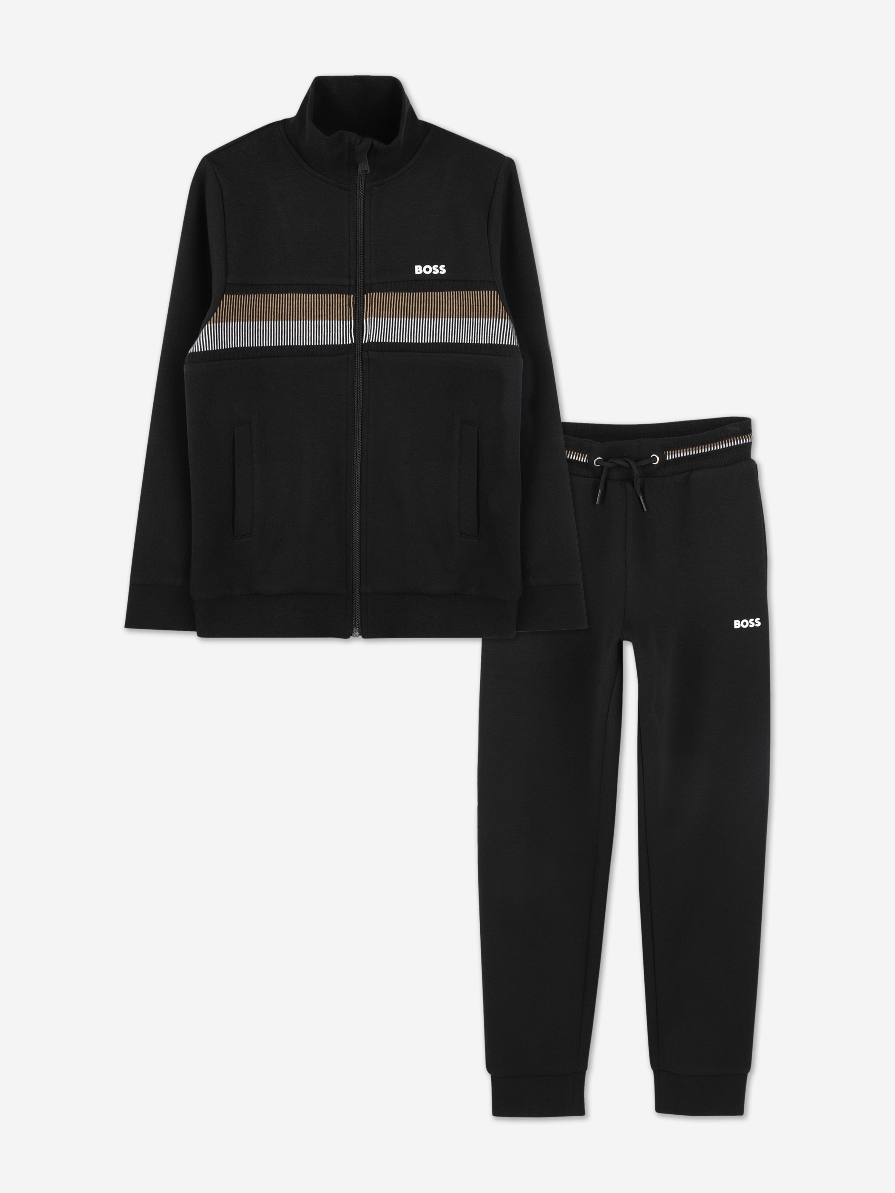 BOSS Boys Logo Print Tracksuit in Black Cheap Sale Sast