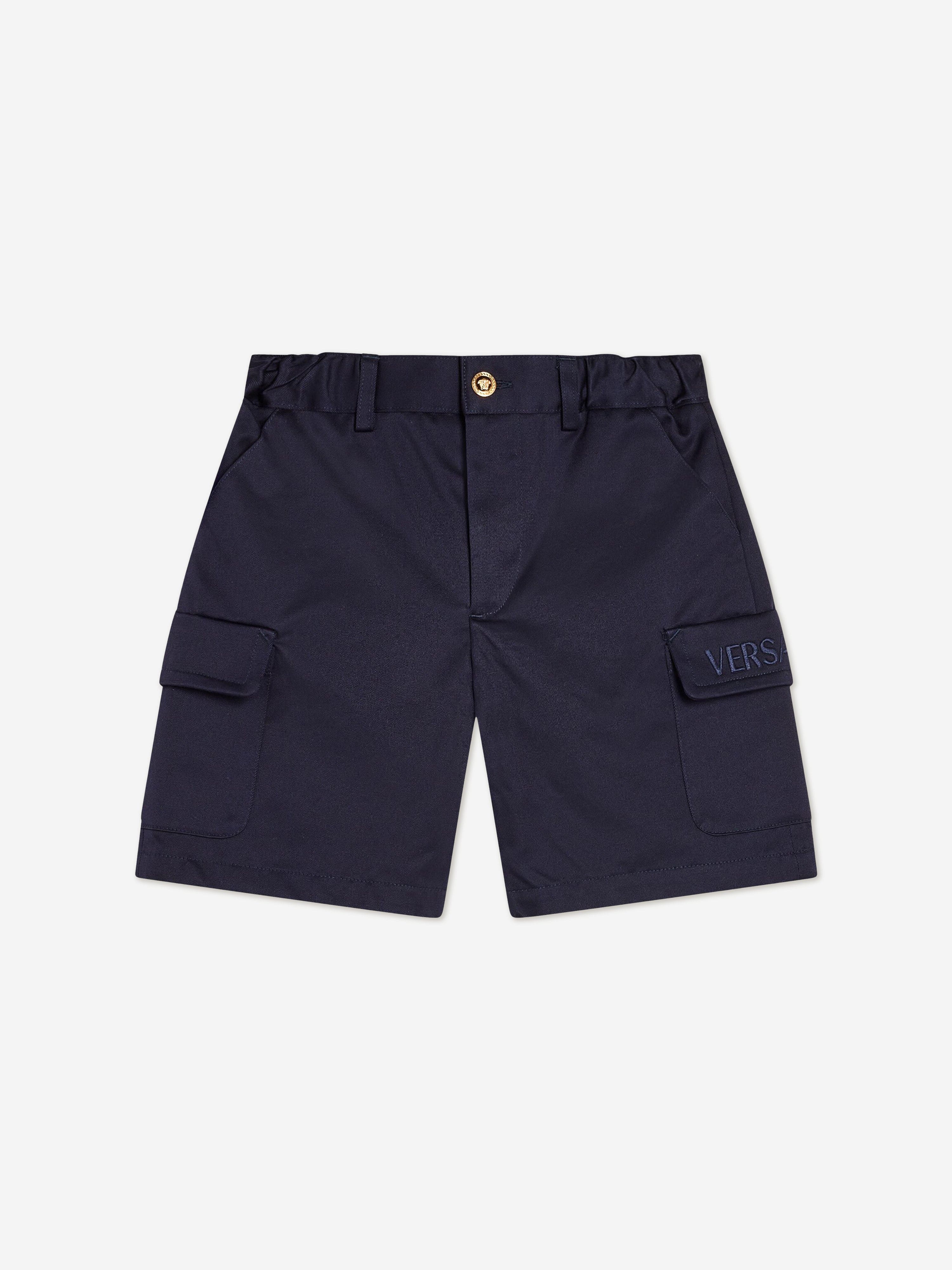 Versace Boys Logo Cargo Shorts in Blue Free Shipping Discounts