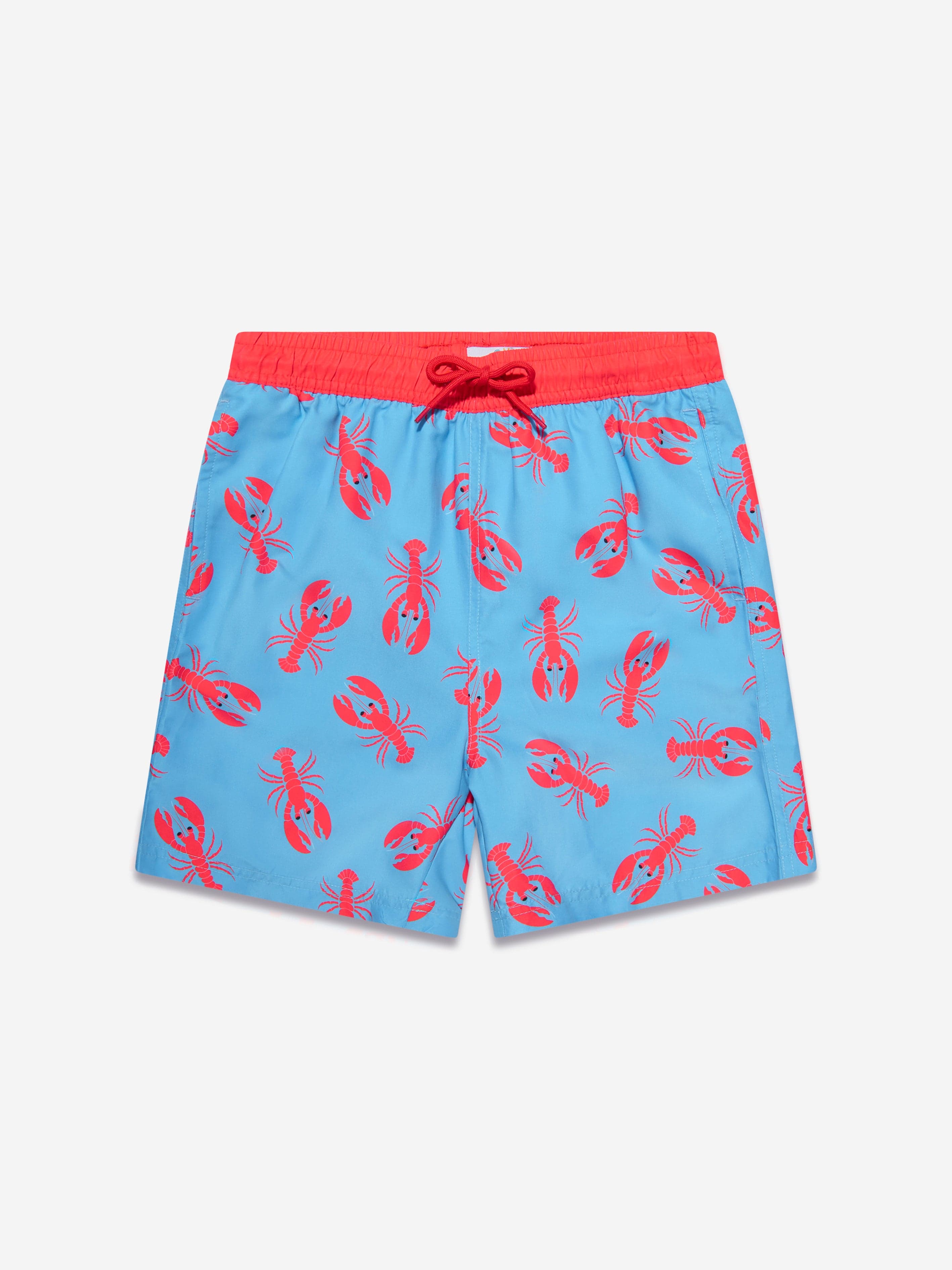 Soli Swim Boys Lobster Swim Shorts (UPF50+) in Blue Free Shipping Finishline