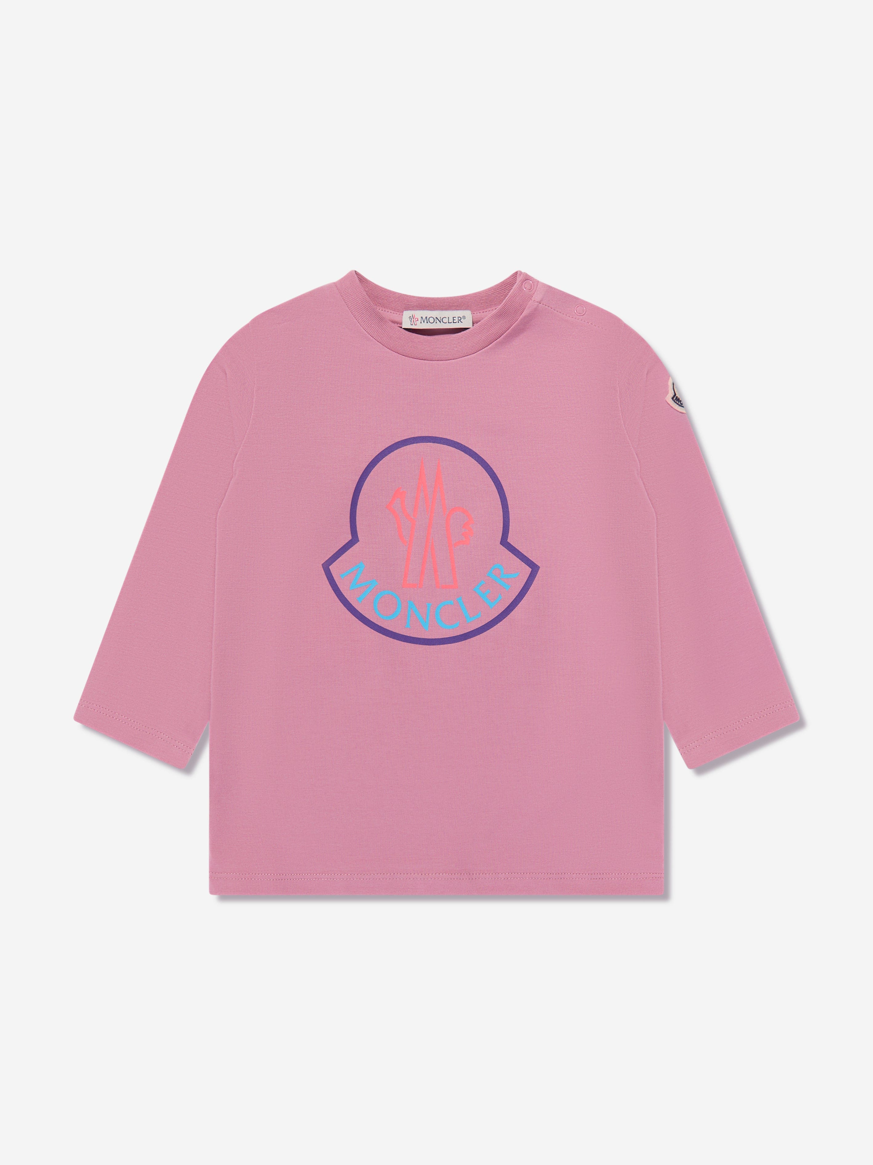 Moncler Enfant Baby Girls Long Sleeve Logo T-Shirt in Pink Wholesale Pice Cheap Pice