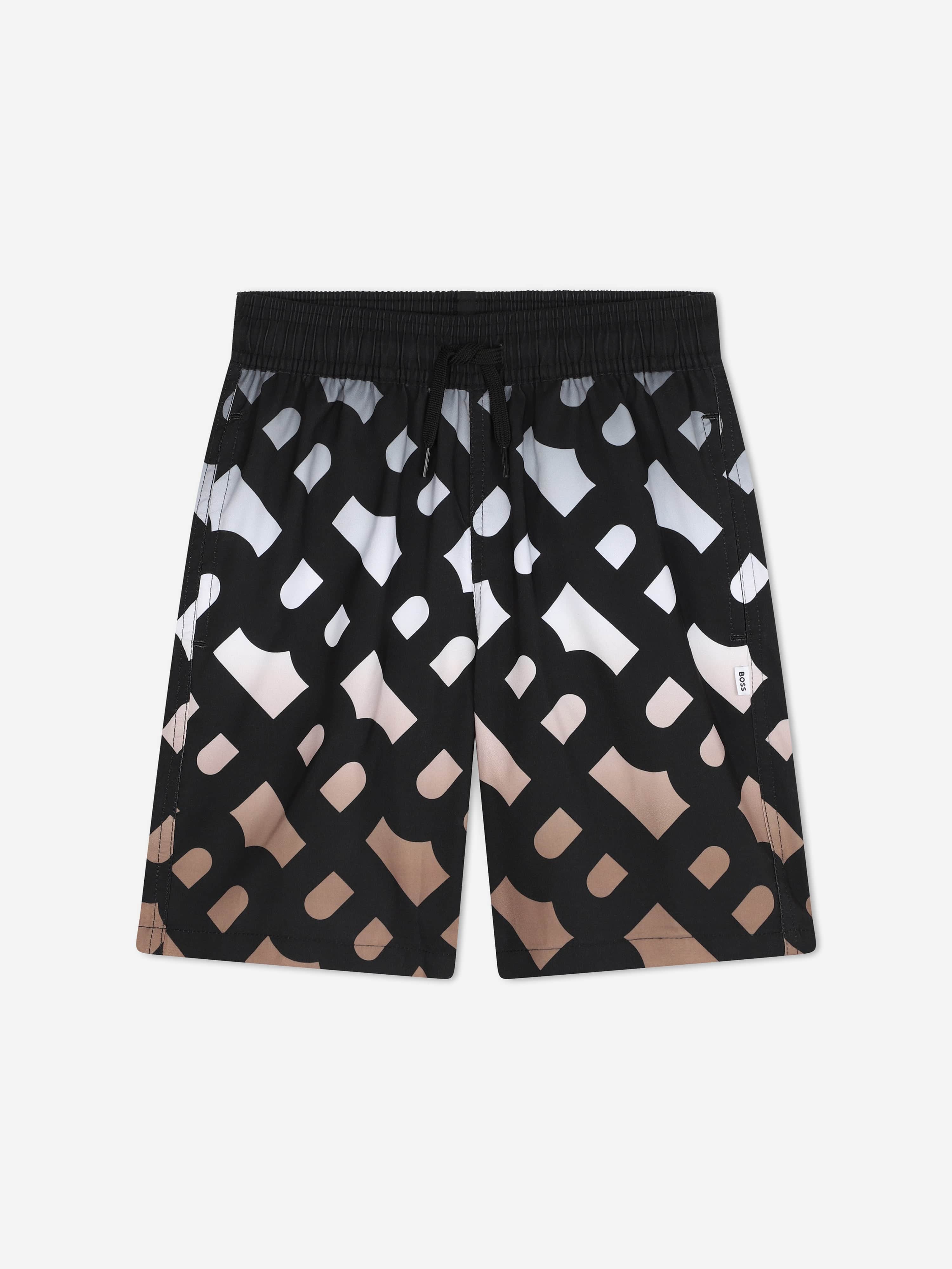 BOSS Boys Monograam Swin Shorts in Black Cheapest Pice
