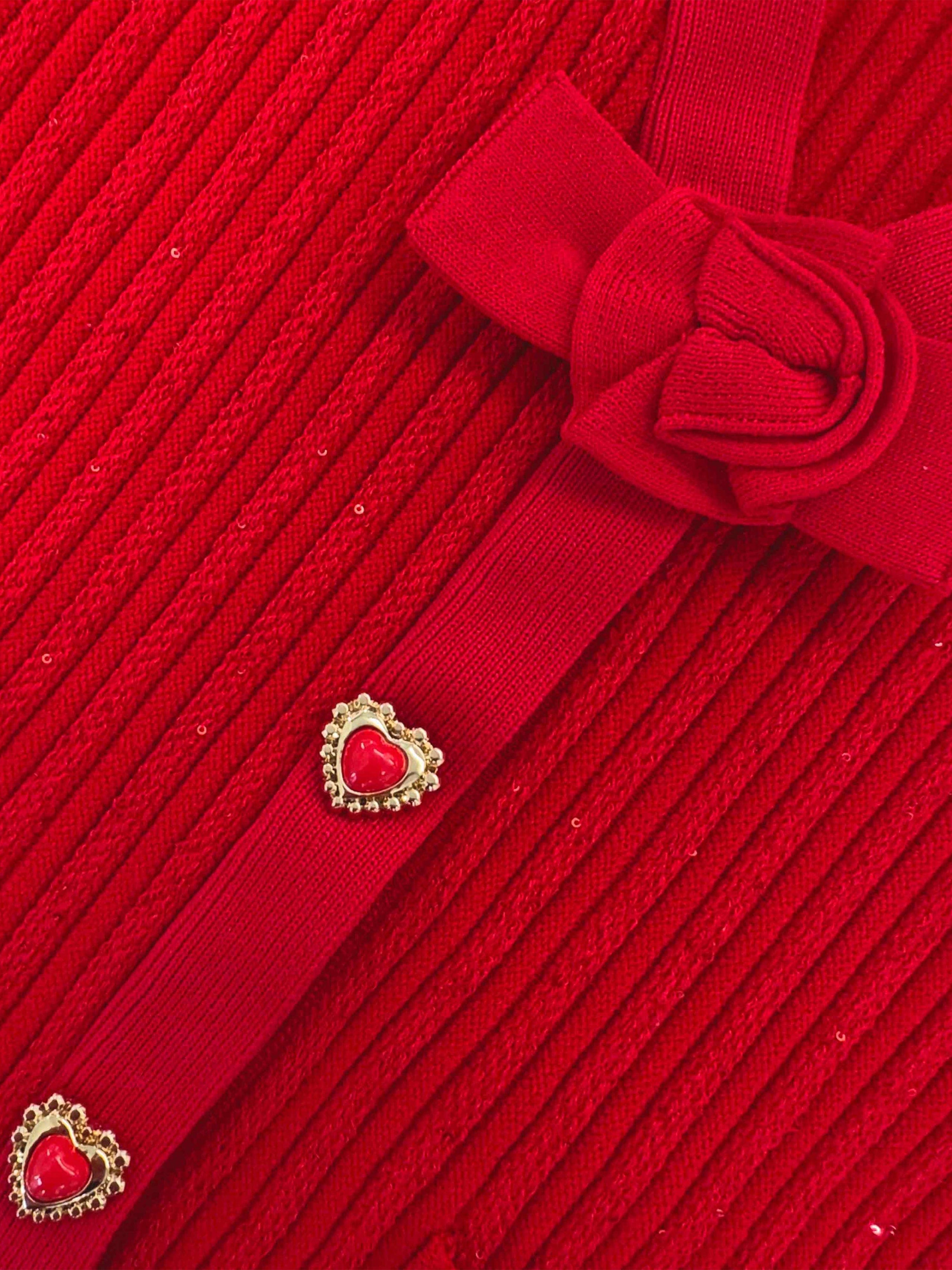 Girls Ribbed Knit Cardigan in Red Free Shipping Pices