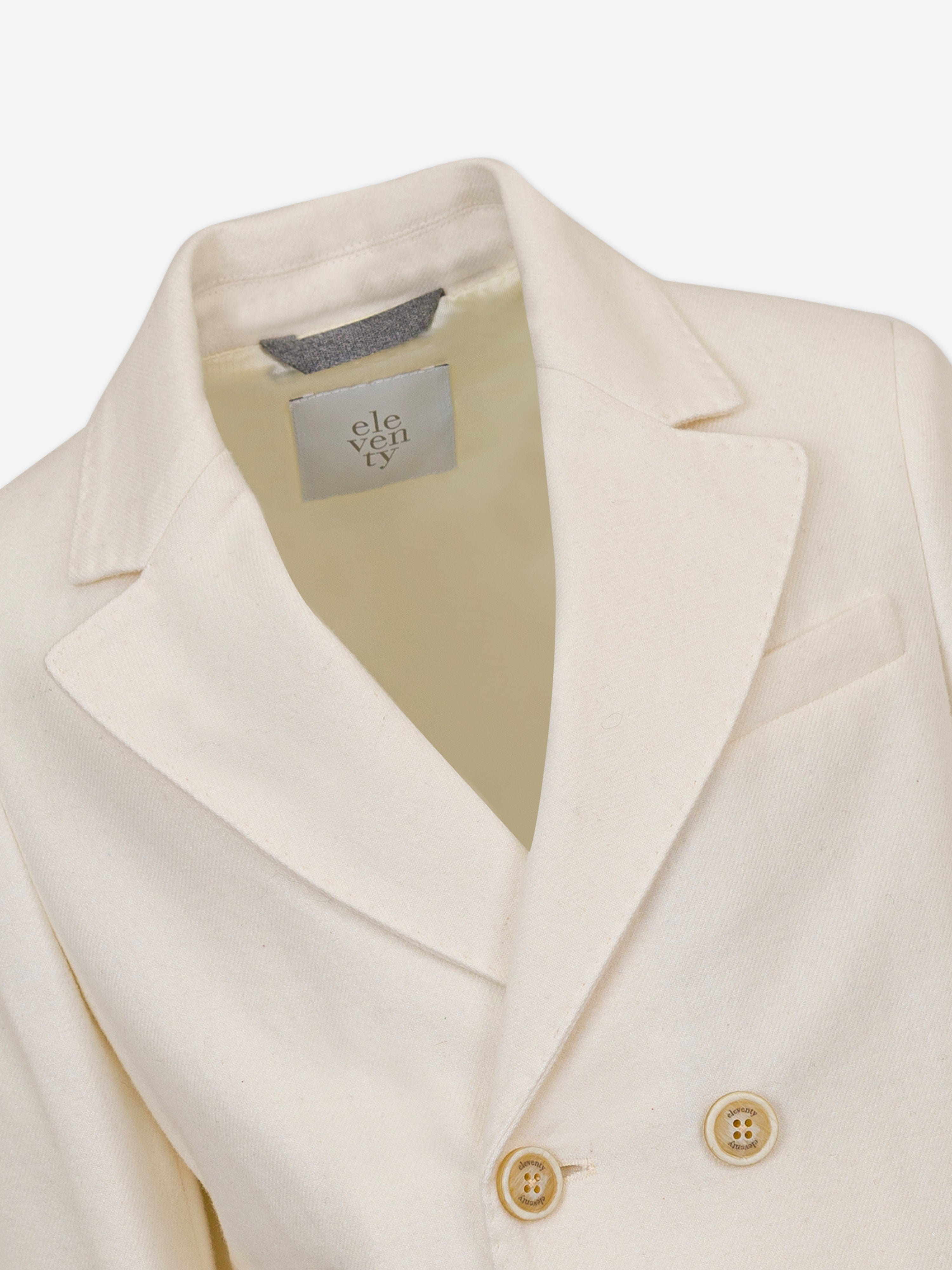 Eleventy Boys Wool Blazer in Ivory For Cheap Pice