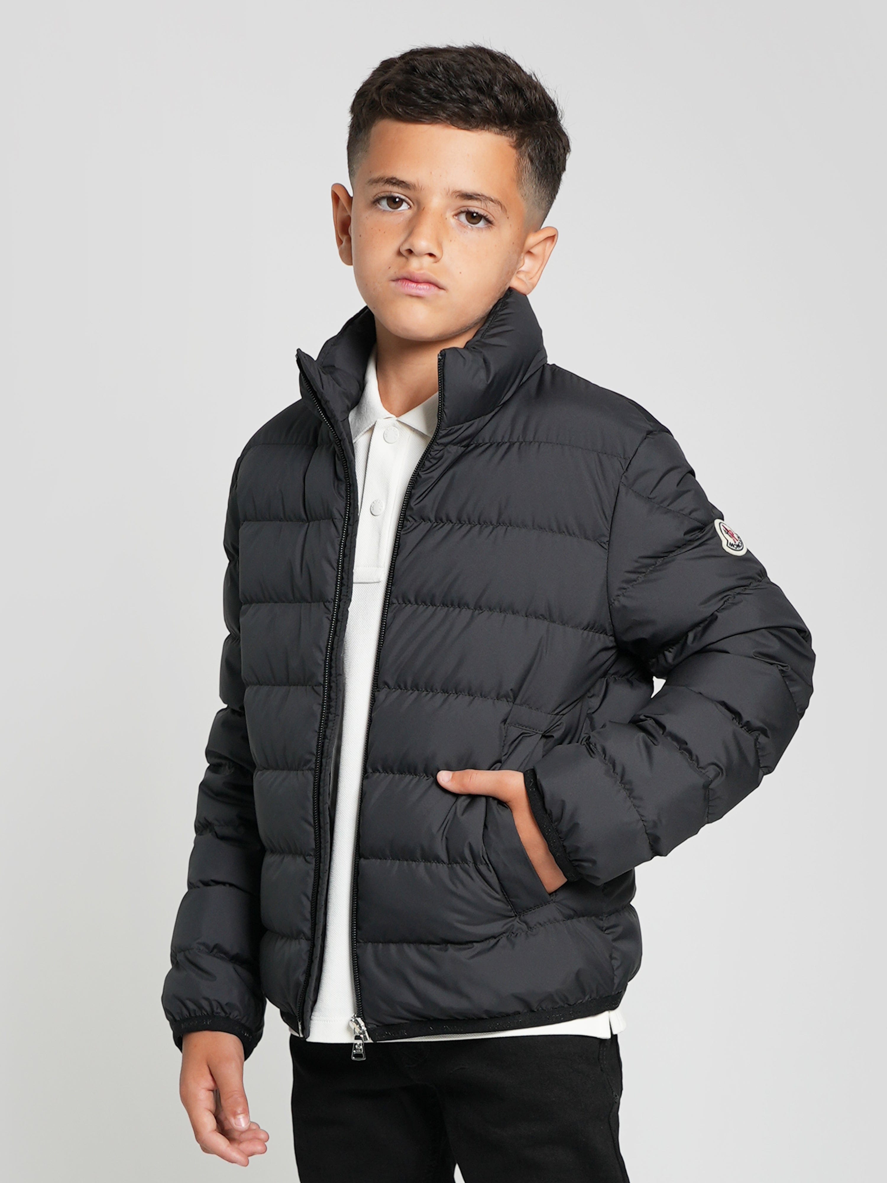 Moncler Enfant Boys Down Padded Baudinet Jacket in Black Discount Order