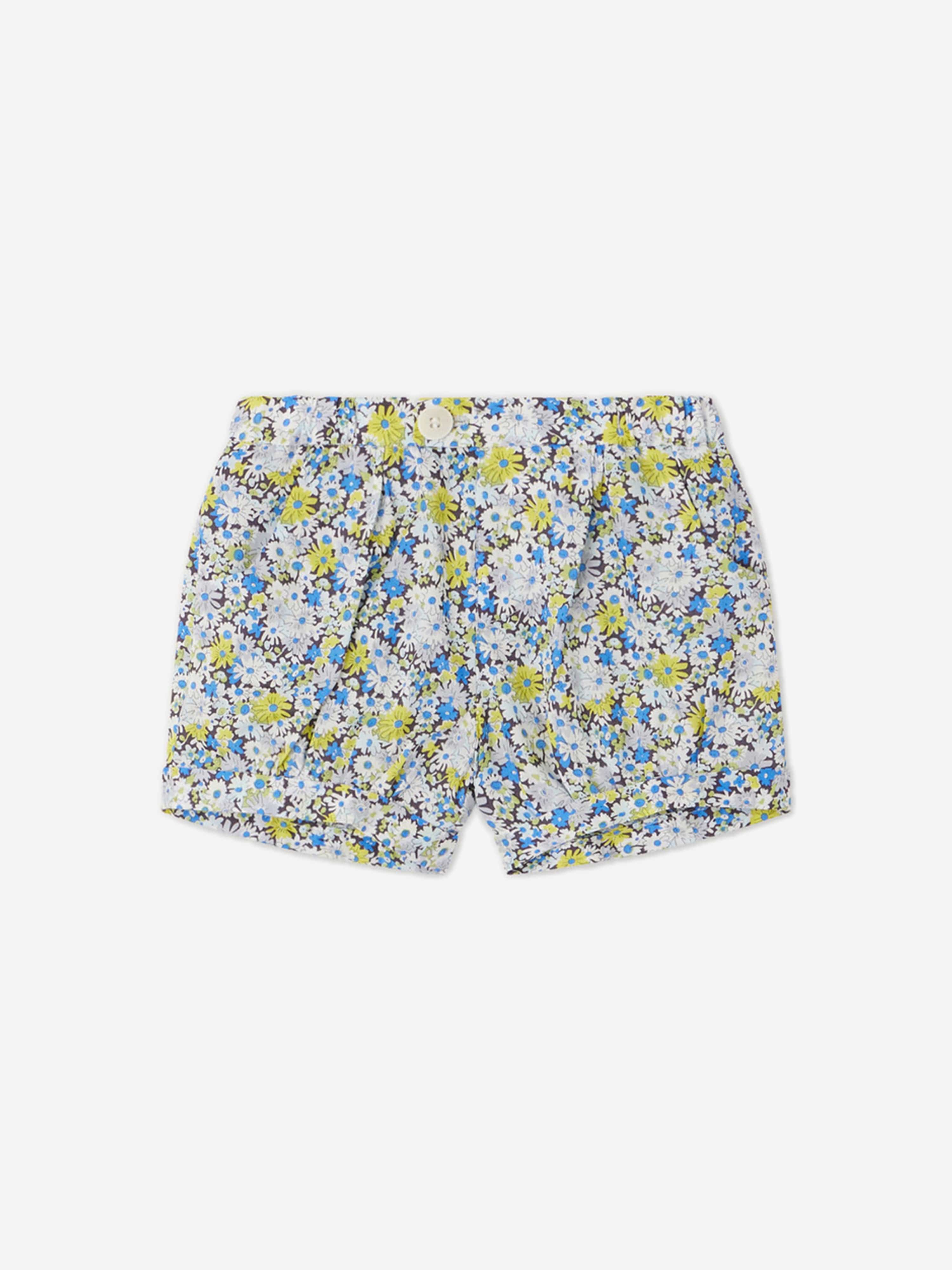 Bonpoint Baby Girls Short Square Floral Shorts in Blue Free Shipping View
