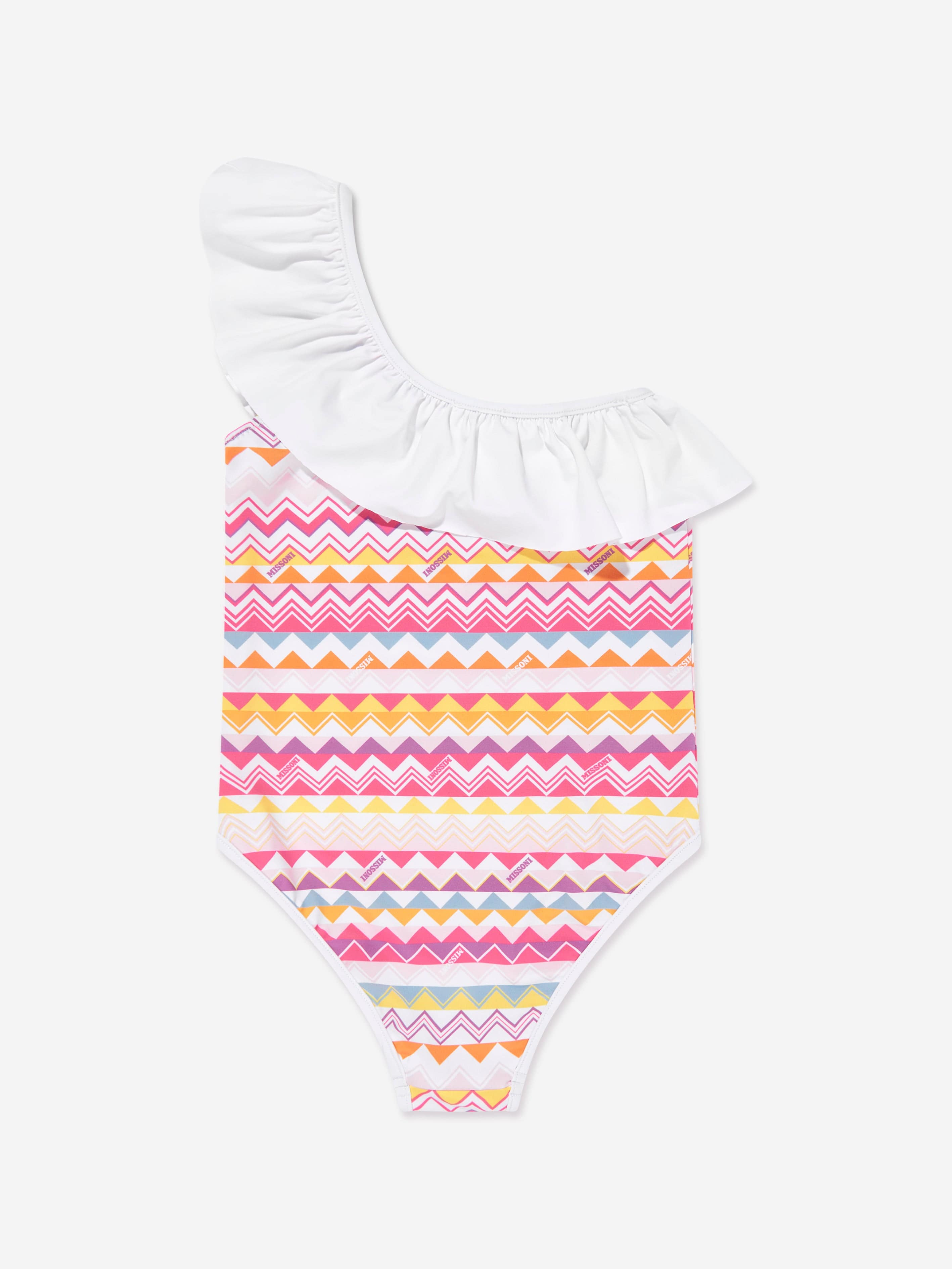 Girls Zigzag Ruffle Swimsuit in Multicolour Discount Shop For