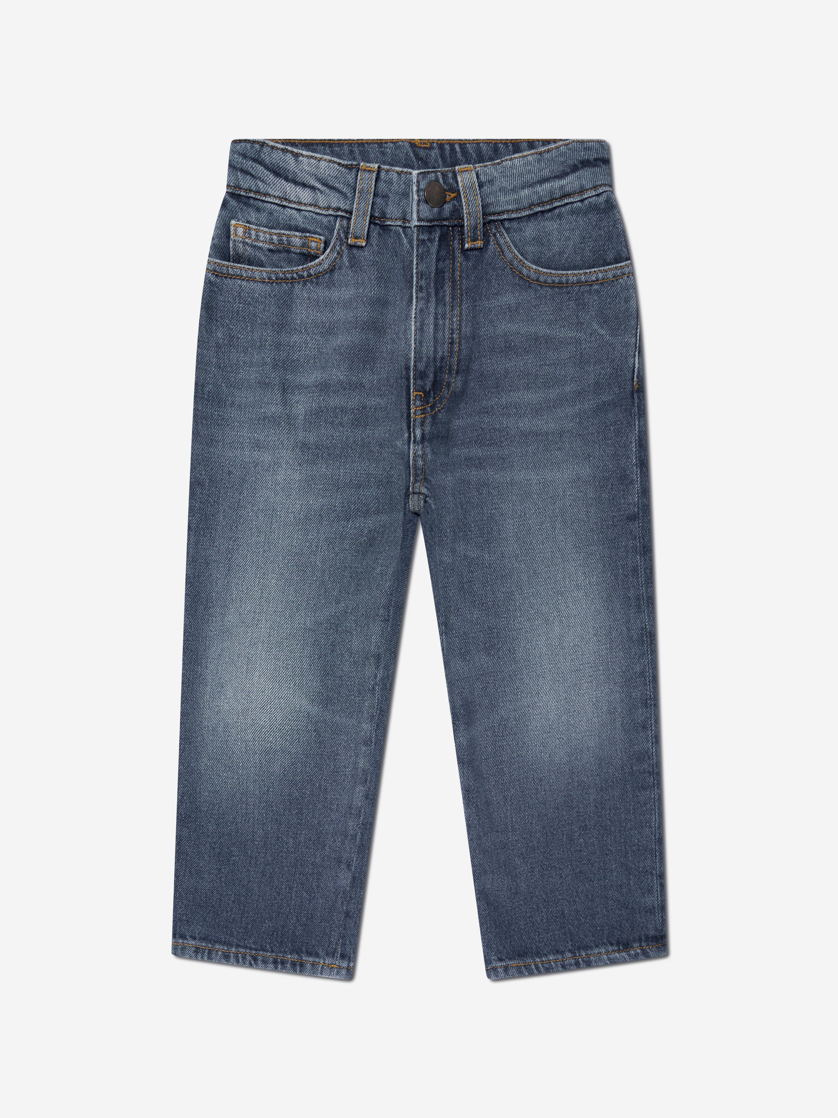 Palm Angels Boys Curved Logo Jeans in Blue Latest Collections Cheap Pice
