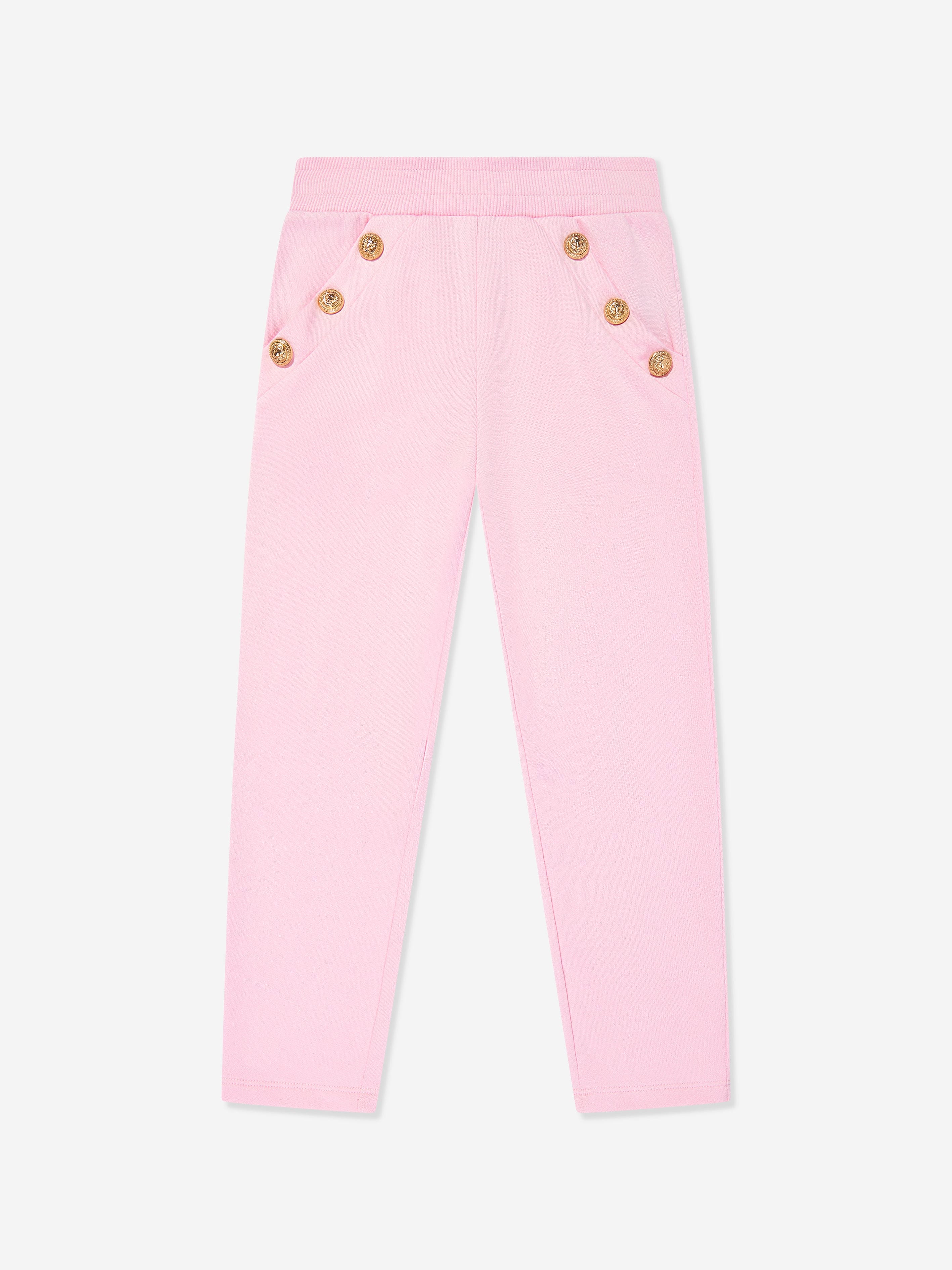 Balmain Girls Logo Button Joggers in Pink Discount Eastbay