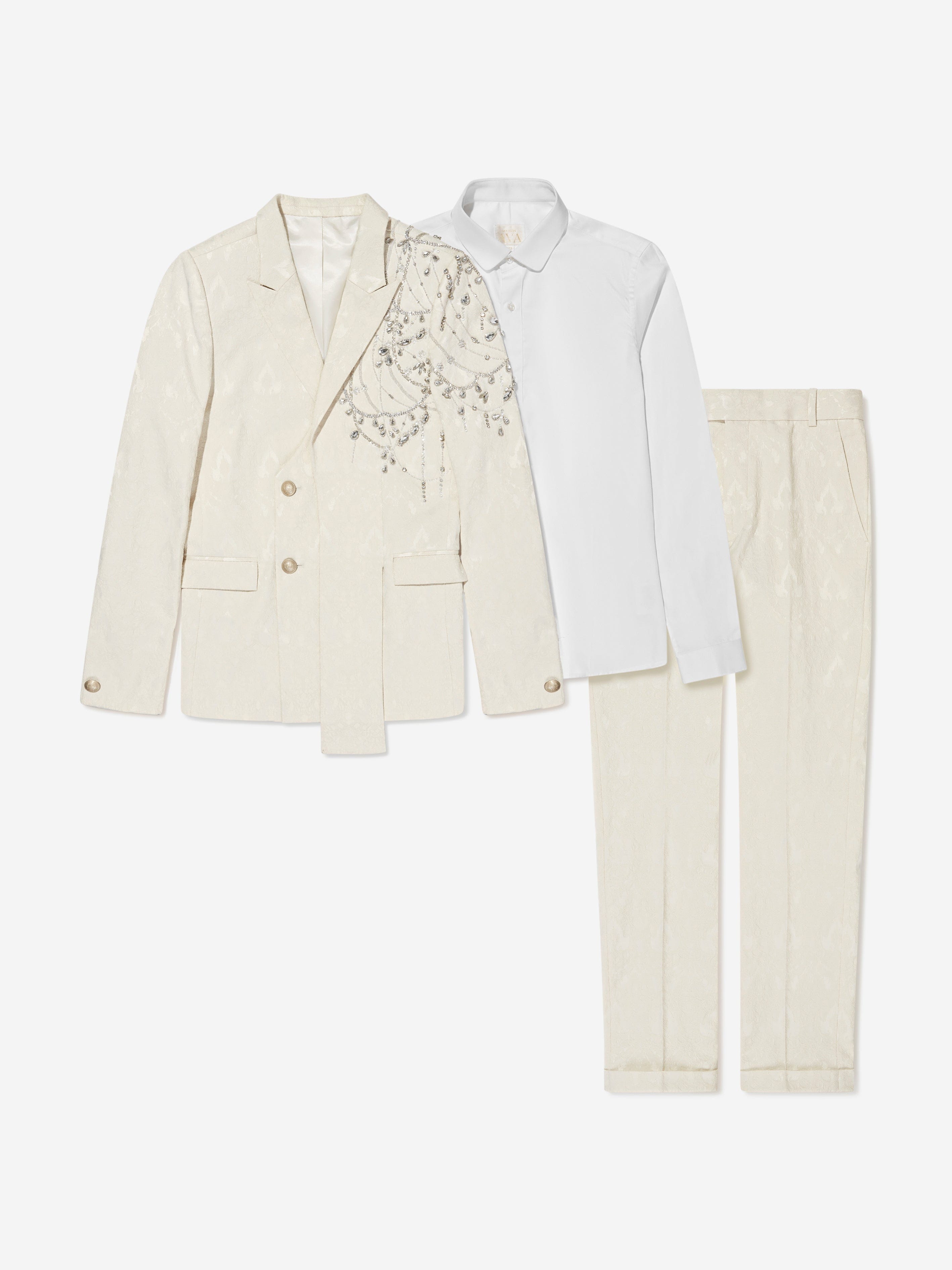 Maison Ava Boys Kevin Suit in Ivory Cheap Order