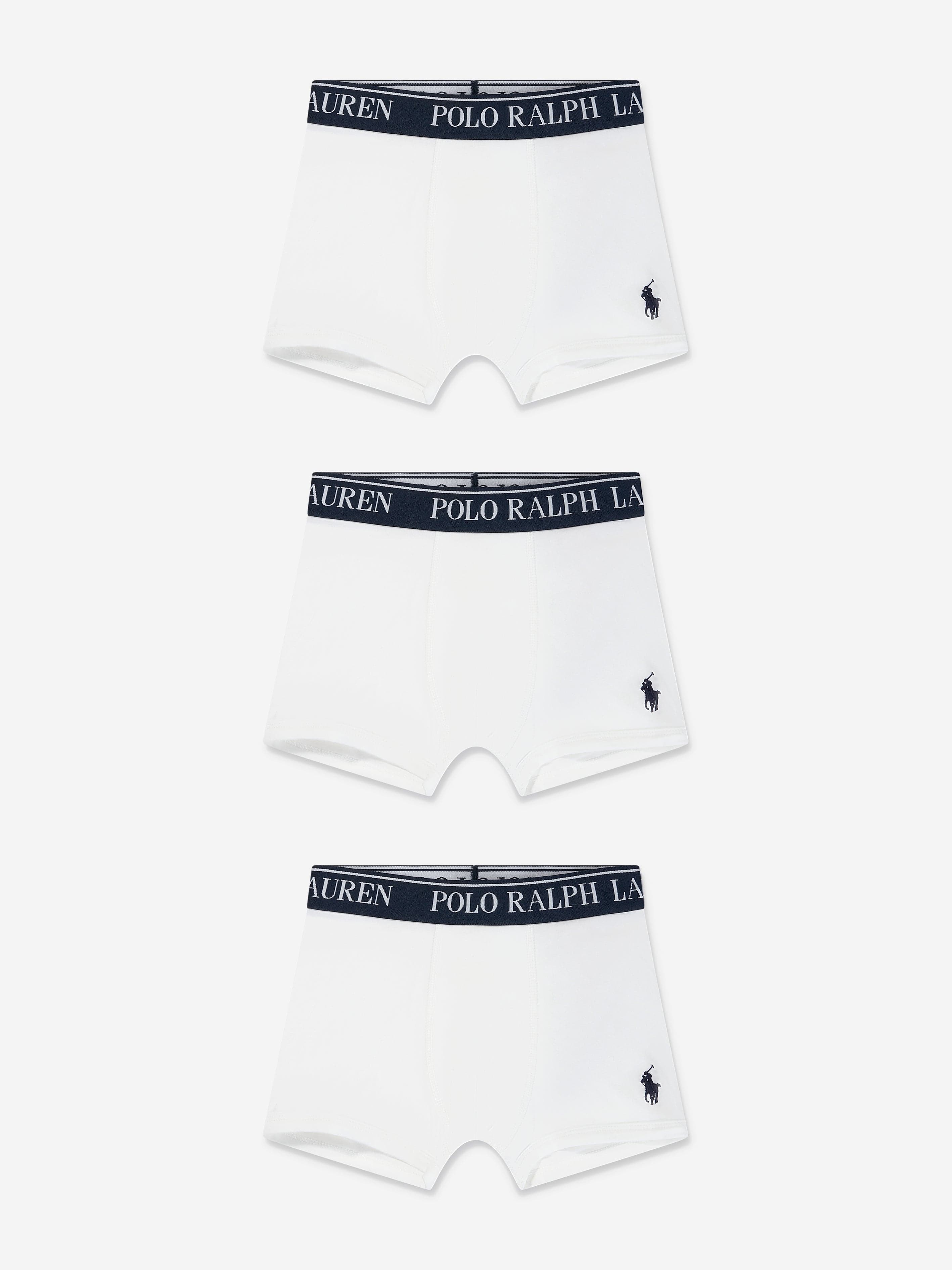 Ralph Lauren Boys 3 Pack Boxer Shorts Set in White Outlet Finishline