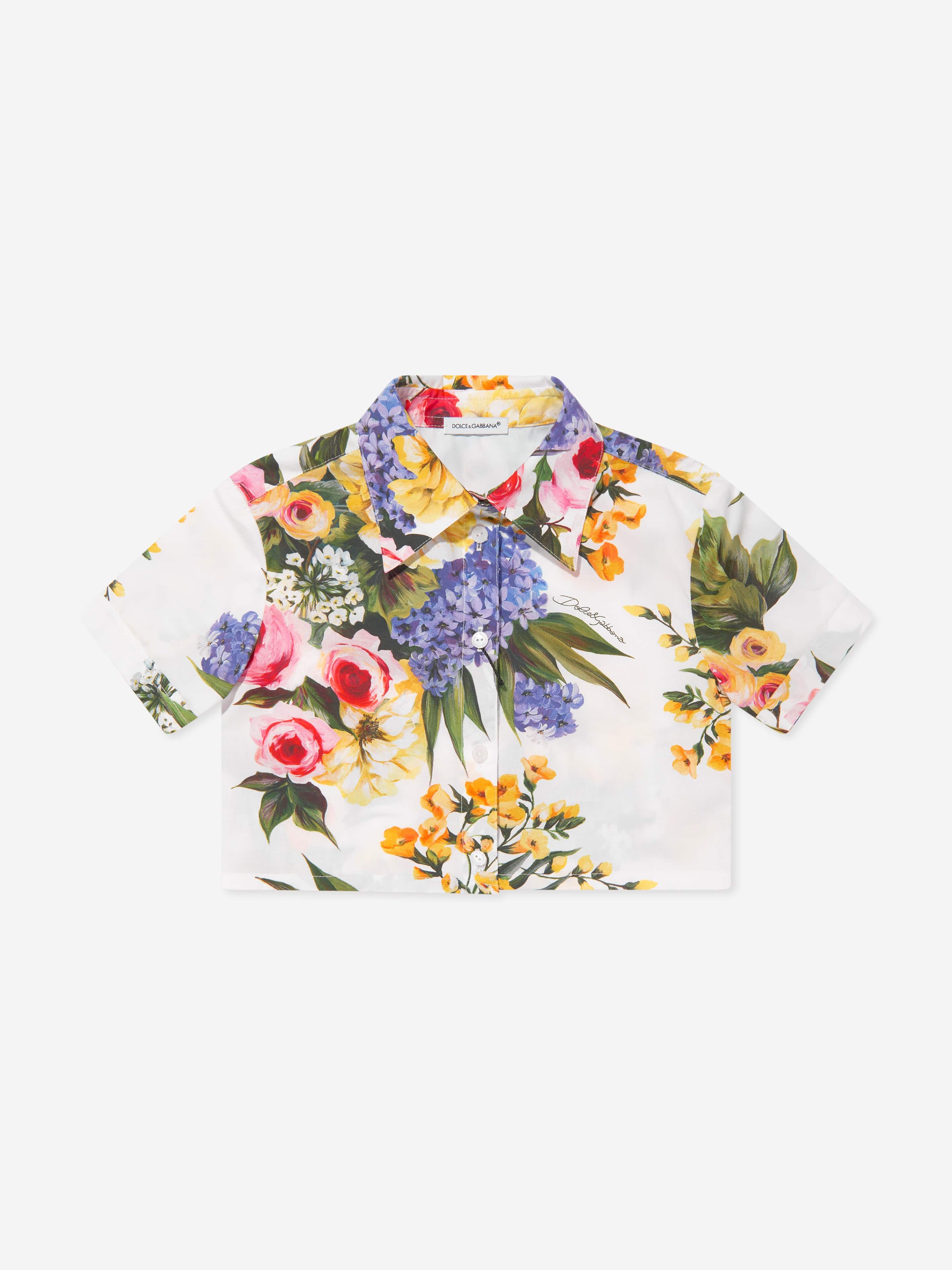 Dolce & Gabbana Girls Flower Print Cropped Shirt in Multicolour Wiki Cheap Pice
