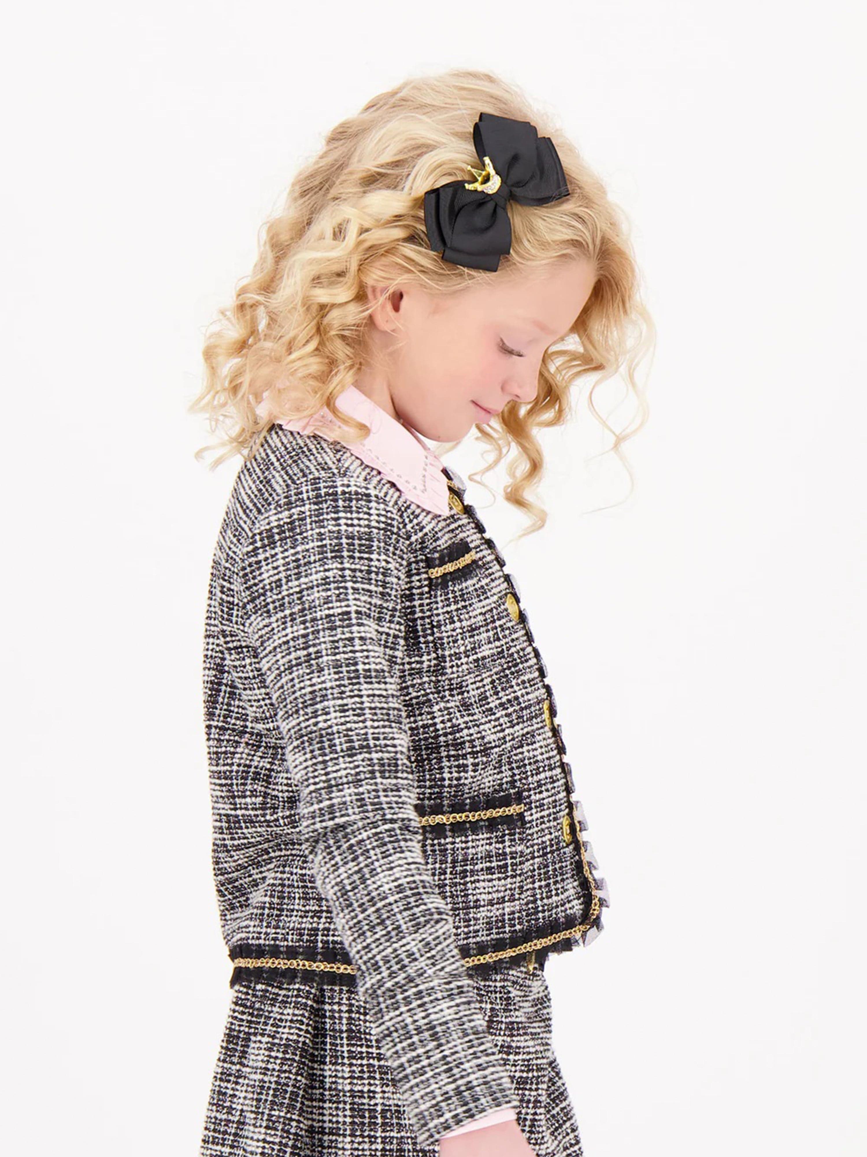Angels Face Girls Big Bow With Crown Hair Clip in Black Clearance Extremely