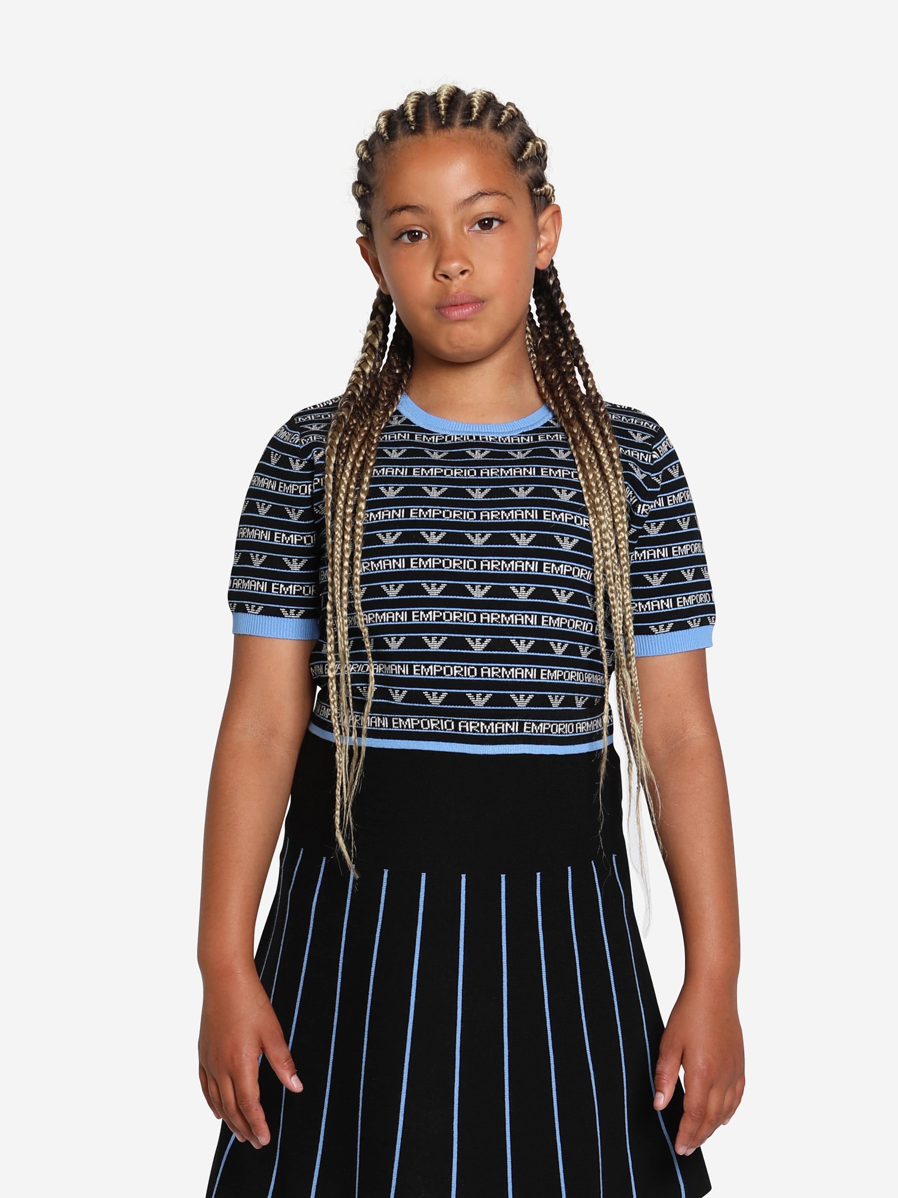 Emporio Armani Girls Short Sleeve Logo Jumper In Navy Free Shipping Nicekicks