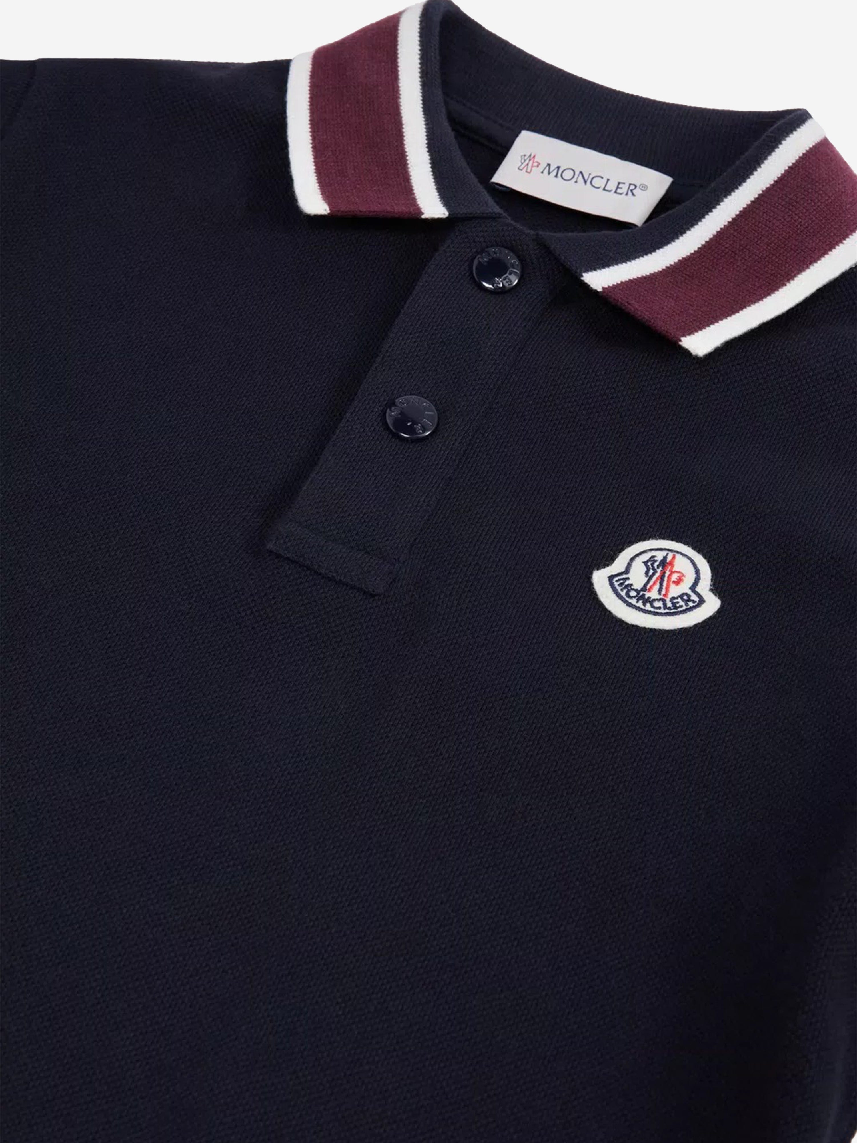 Moncler Enfant Boys Long Sleeve Polo Shirt in Navy Cheap Sale Finishline
