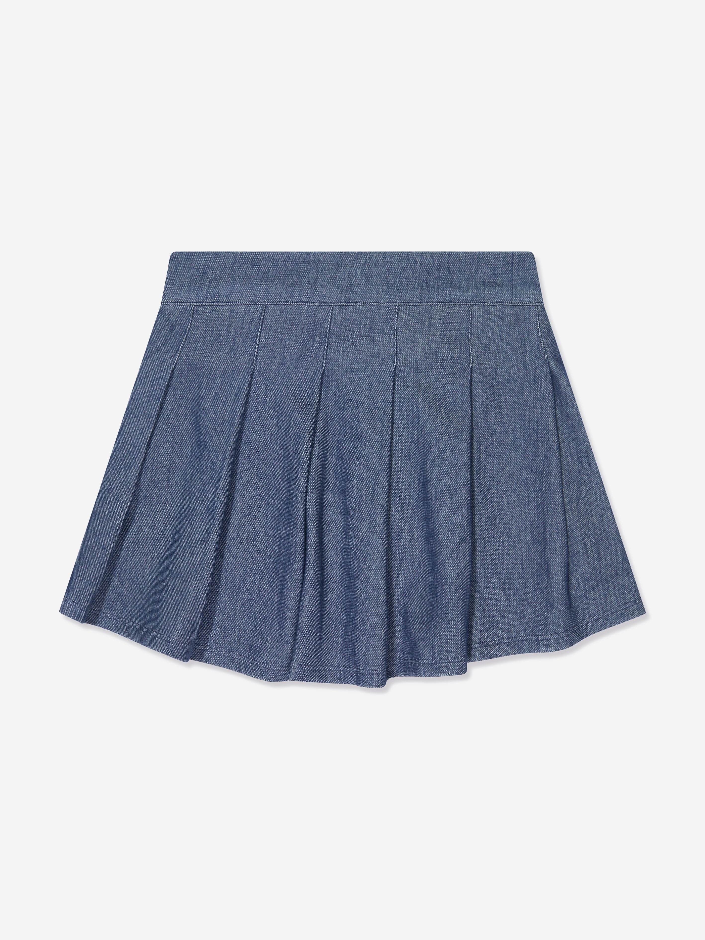 AY by AYLA Girls Denim Look Pleated Mini Skirt in Blue For Cheap Sale Online