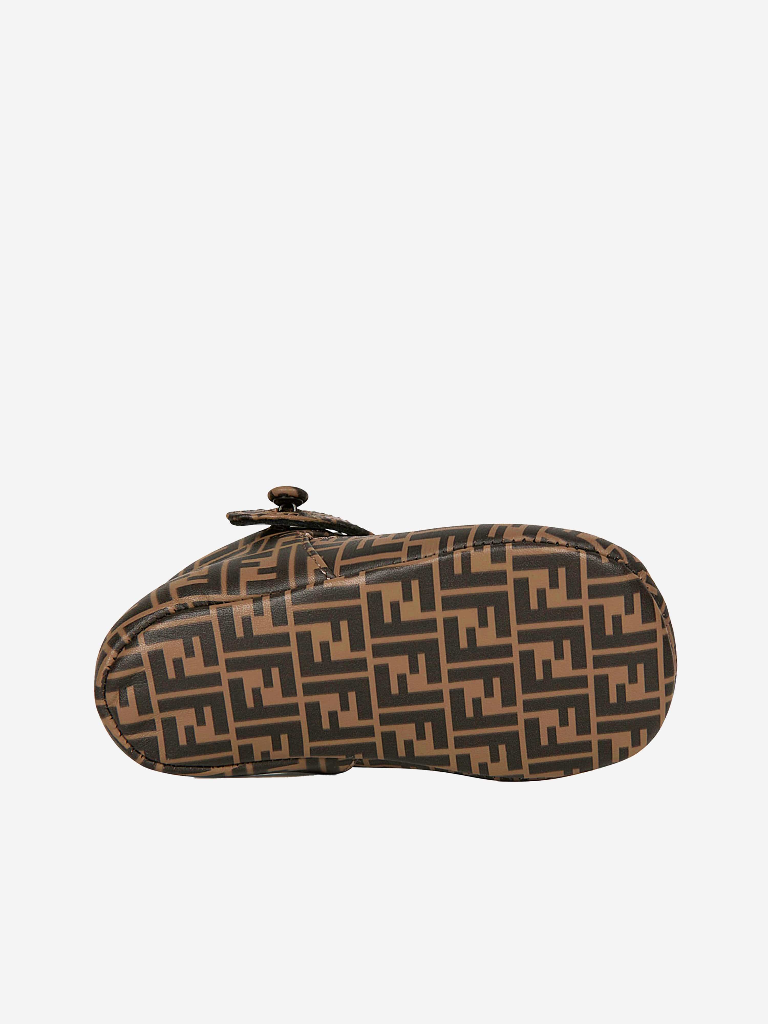 Fendi Baby Leather FF Logo Sandals in Brown Finishline Cheap Online