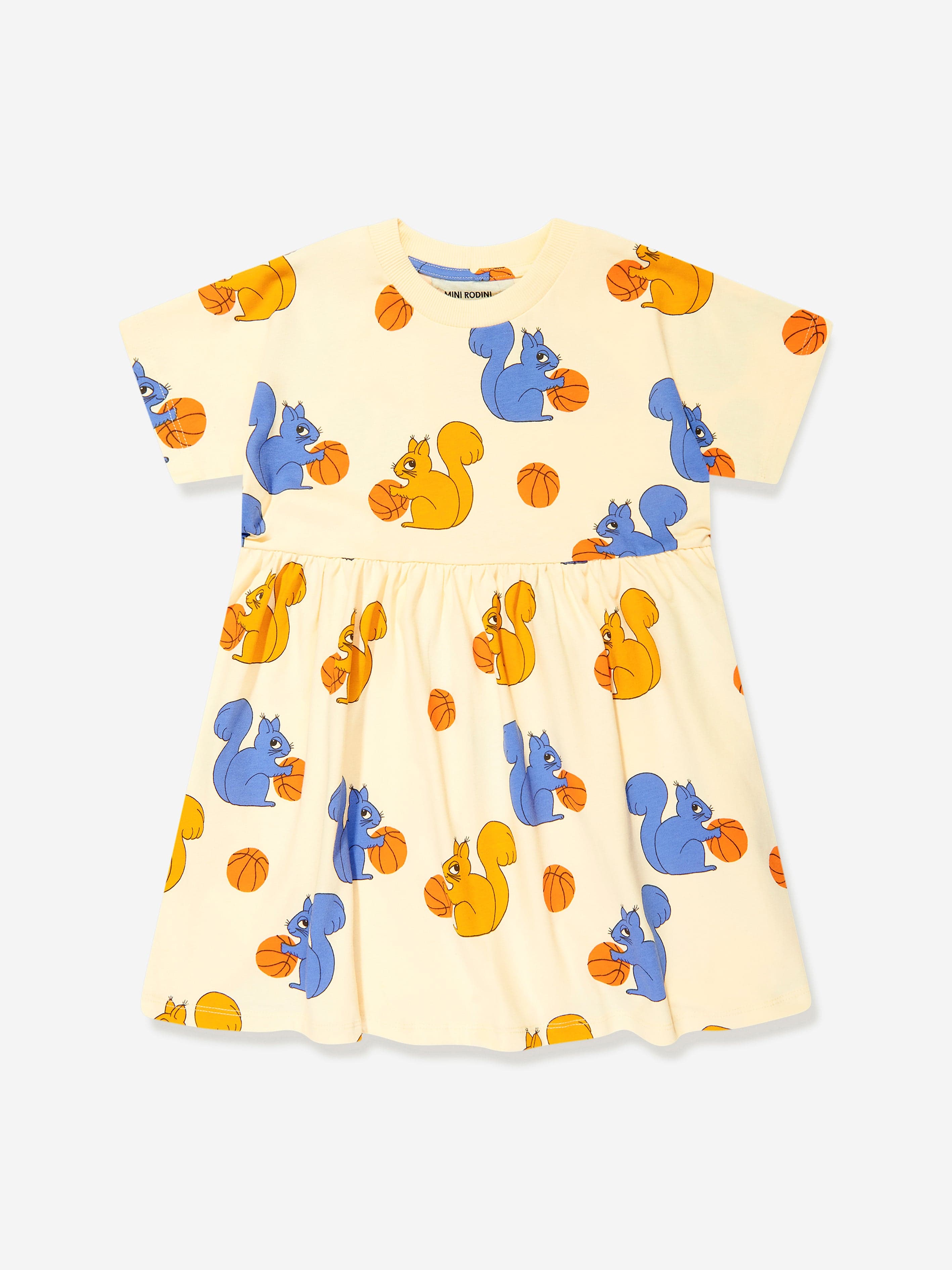 Mini Rodini Girls Squirrels Print Dress in Yellow Clearance 100% Guaranteed