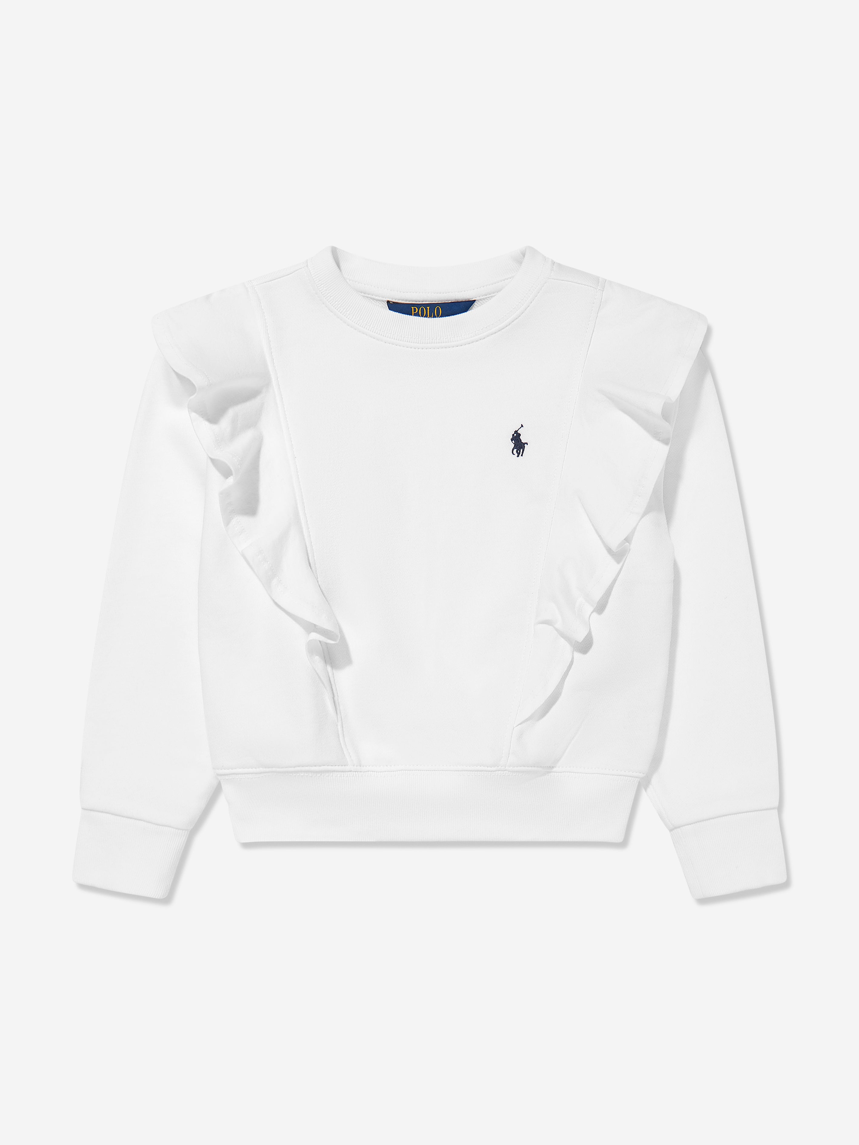 Girls Ruffle Sweatshirt in White Cheap Sale Sast