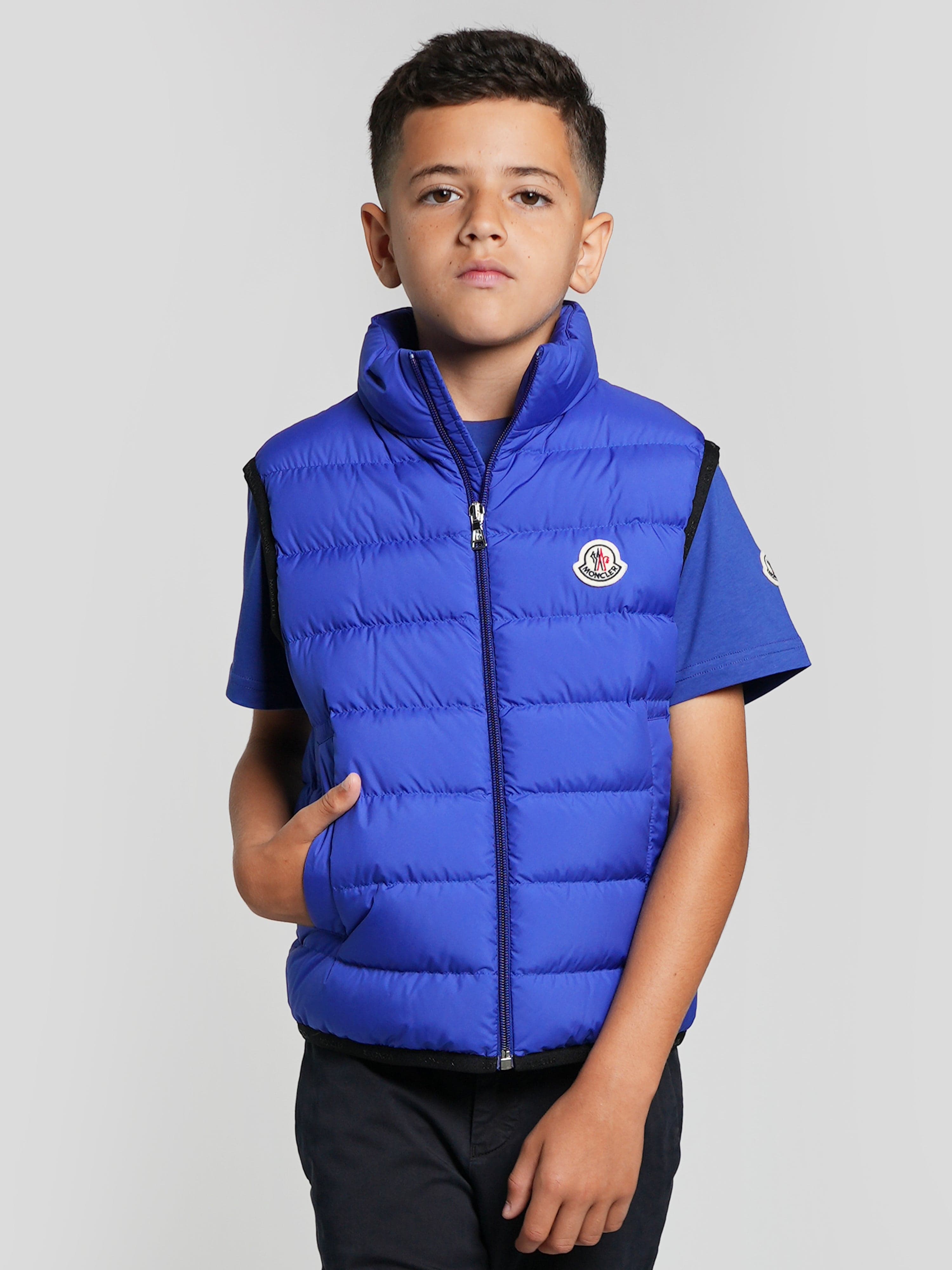 Moncler Enfant Boys Down Padded Contrin Gilet in Navy Cheapest Online