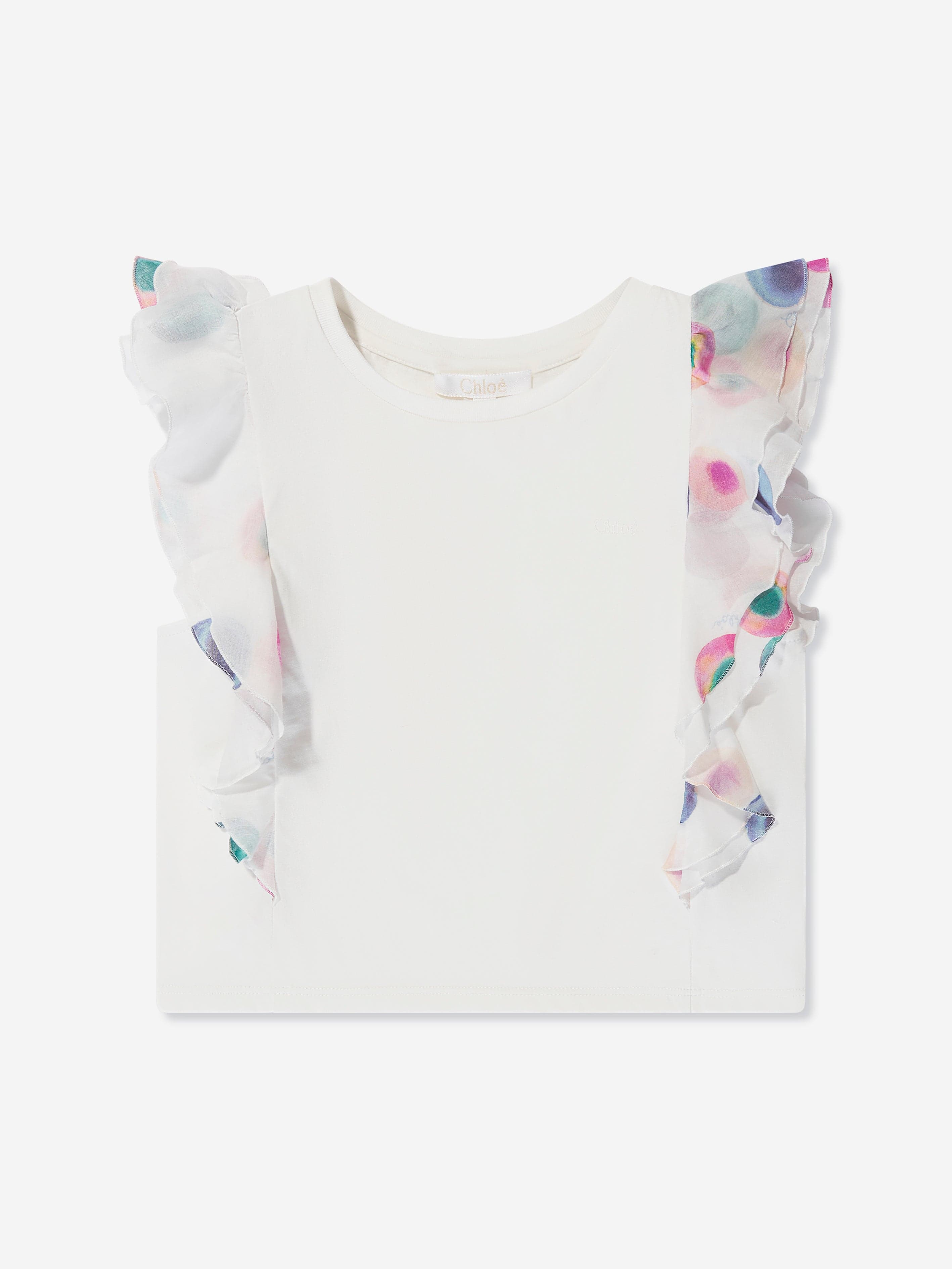 Chlo¨¦ Girls Sleeveless Ruffle T-Shirt in Ivory Cheap Supply